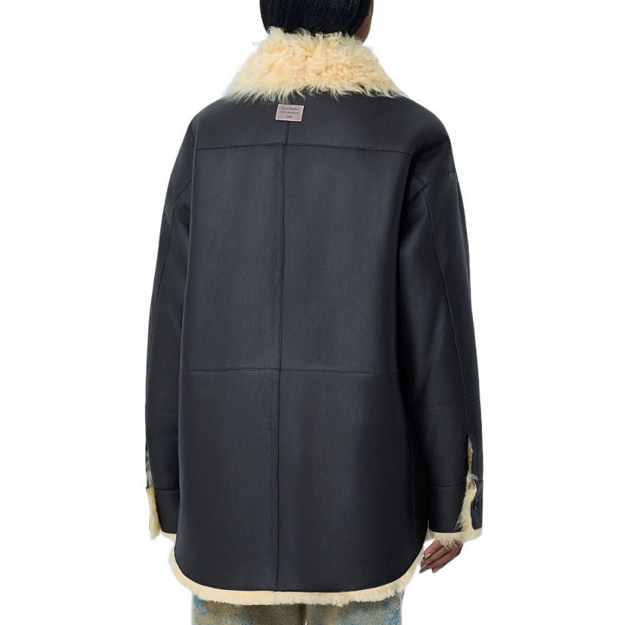 Acne Studios ACNE STUDIOS Black Leather Shearling Jacket New & Authentic Size XS / US 0-2 / IT 36-38 - 2 Thumbnail