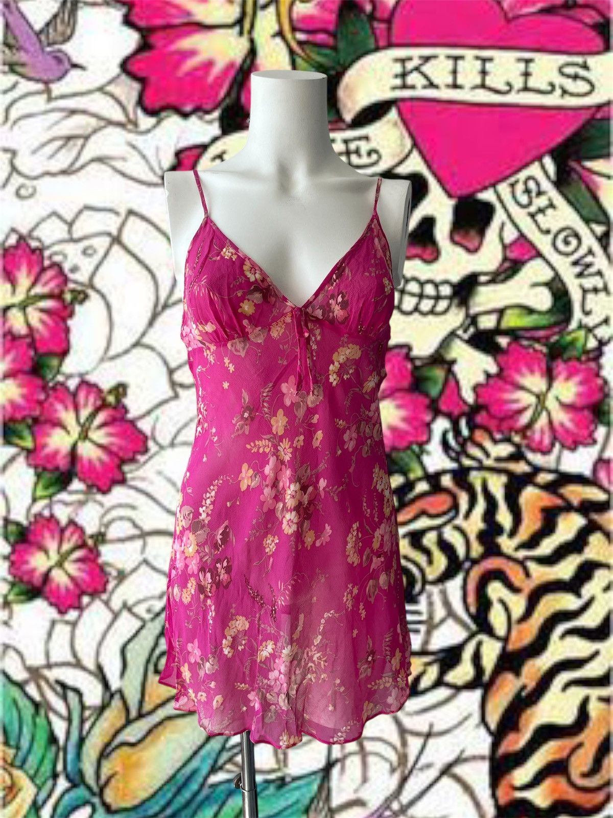 Vintage y2k silk dress Size L / US 10 / IT 46 - 2 Thumbnail
