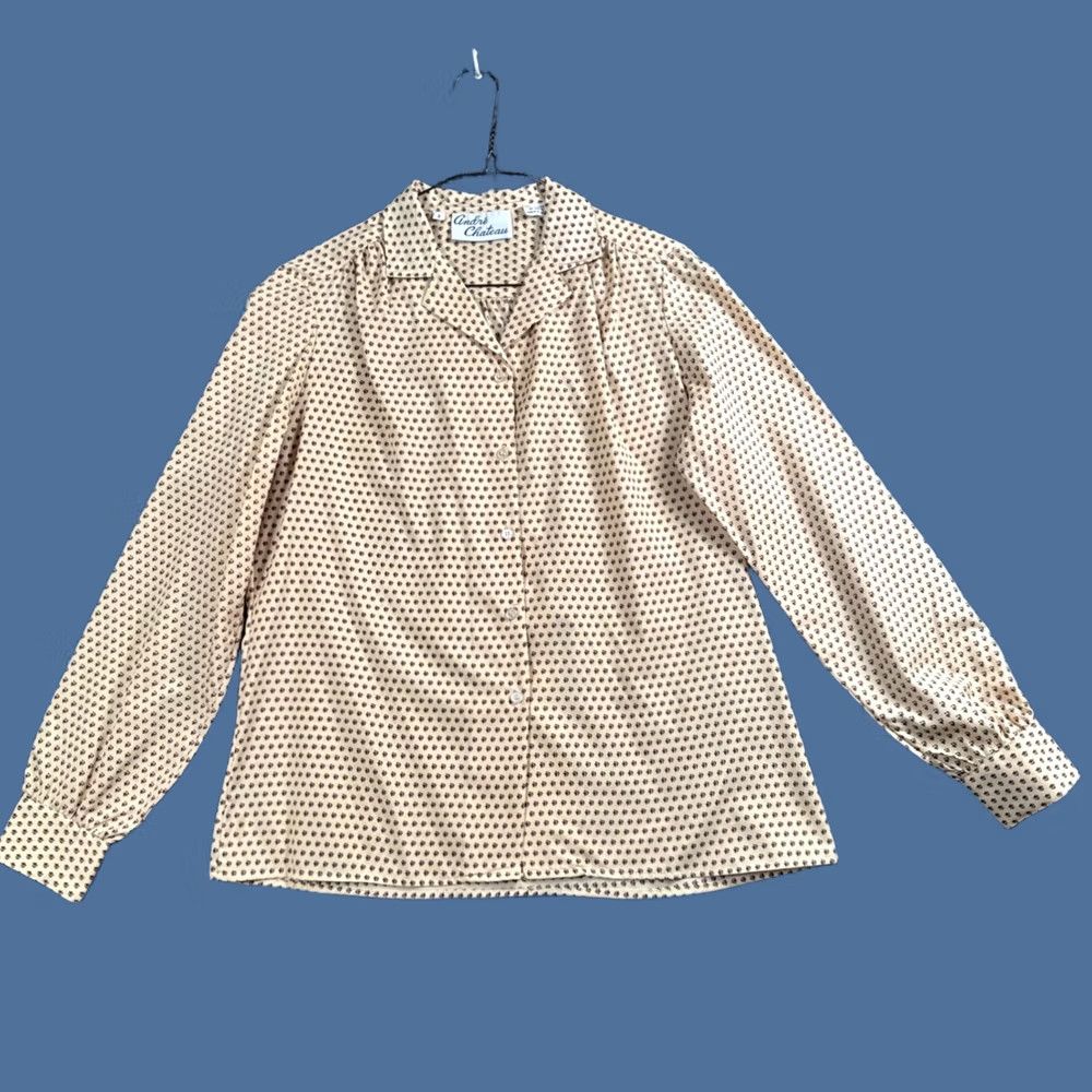 Vintage VINTAGE Andre Chateau Geometric Button Up Blouse Long Sleeve Womens Size 8 Tan Size M / US 6-8 / IT 42-44 - 1 Thumbnail