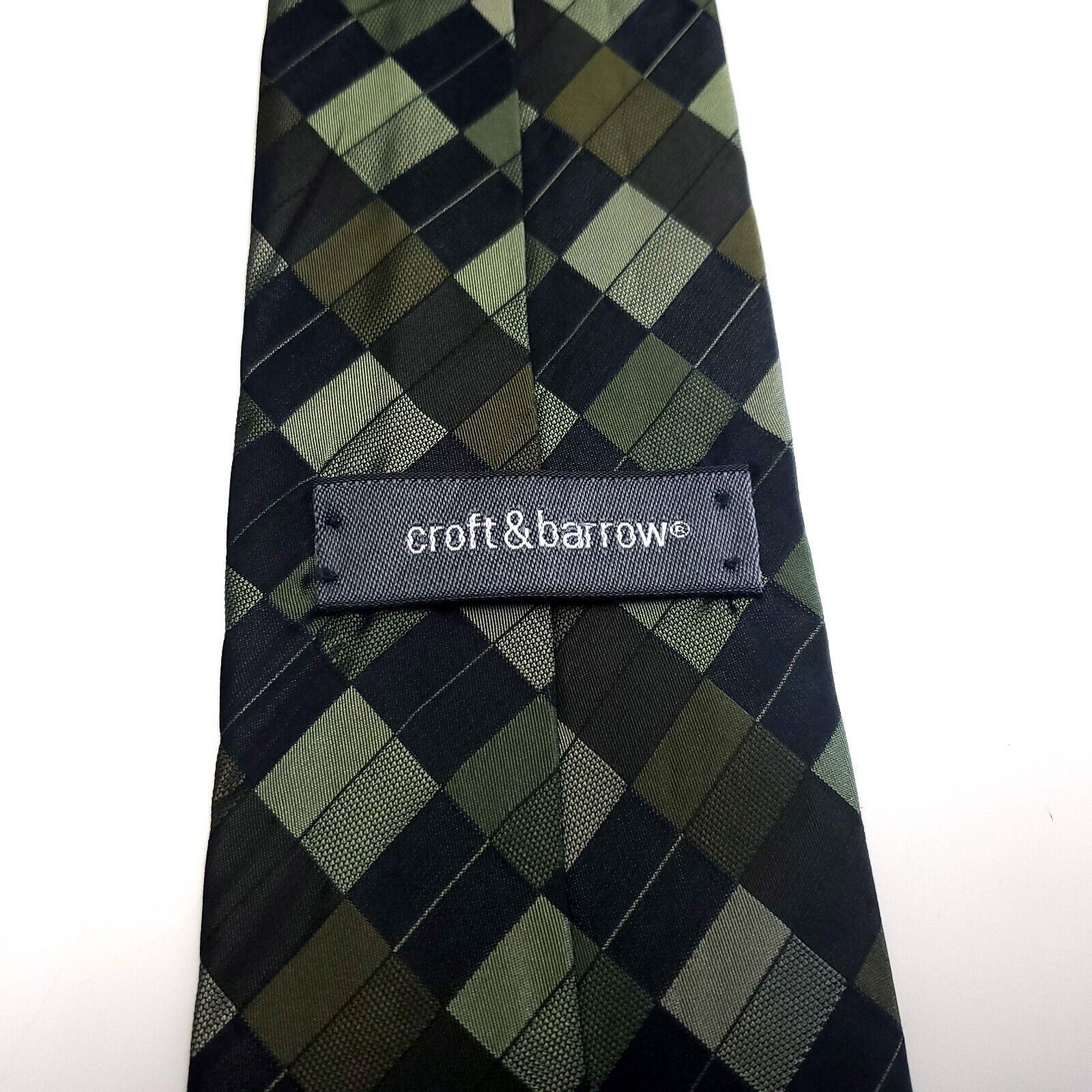 Croft & Barrow Croft & Barrow Green Silk Tie Woven Check Size ONE SIZE - 4 Thumbnail