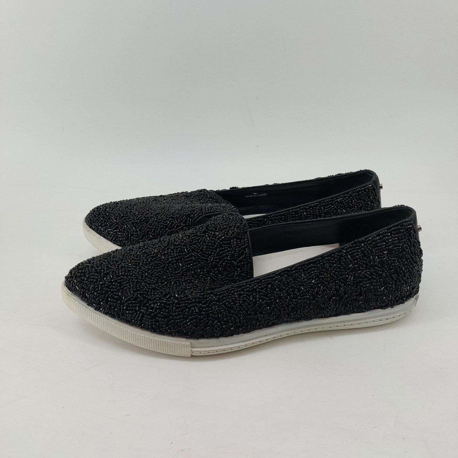 Alice + Olivia Alice + Olivia Beaded Sneaker Shoe Black Leather Point Toe Size US 9 / IT 39 - 3 Thumbnail