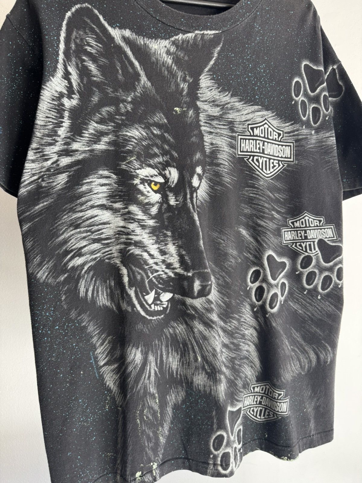 Harley Davidson Vintage 90’s Harley Davidson Wolf AOP tee Size US L / EU 52-54 / 3 - 3 Thumbnail