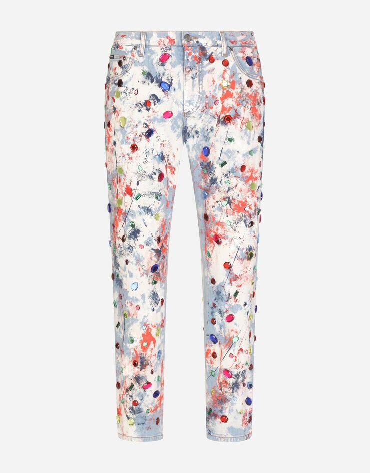 Dolce & Gabbana o1y0125 Logo Embellished Jeans in Multicolor Size US 30 / EU 46 - 1 Thumbnail