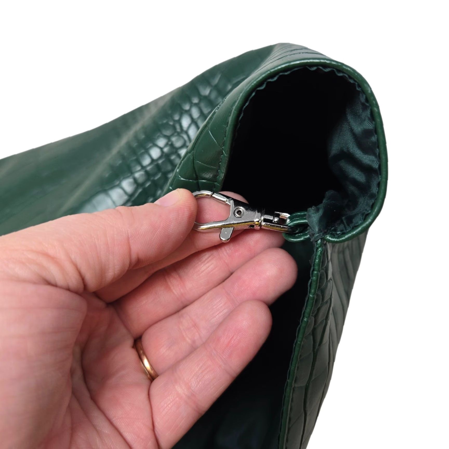Saks Fifth Avenue Saks Fifth Avenue Tote Bag Green Faux Leather PVC Read Women PVC 19x6x12 Tote Bag Mens? Size ONE SIZE - 3 Thumbnail