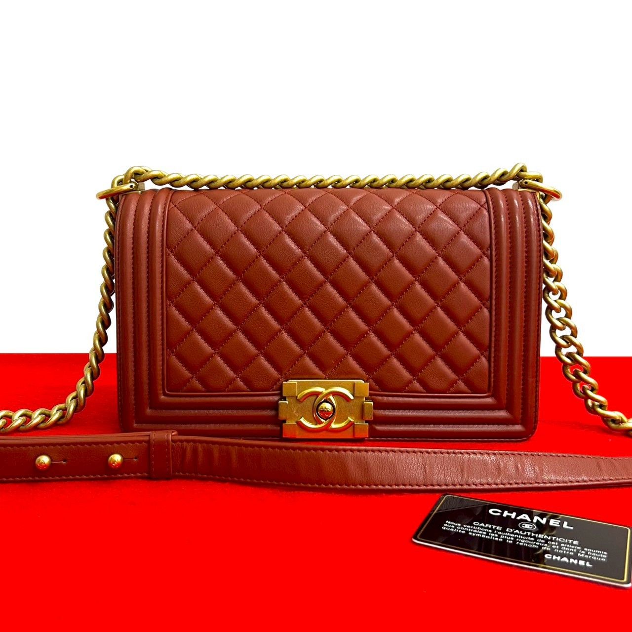 Chanel Chanel Chanel Boy Chanel Lambskin Shoulder Bag Leather Shoulder Bag DUTY FREE for USA Size ONE SIZE - 1 Thumbnail