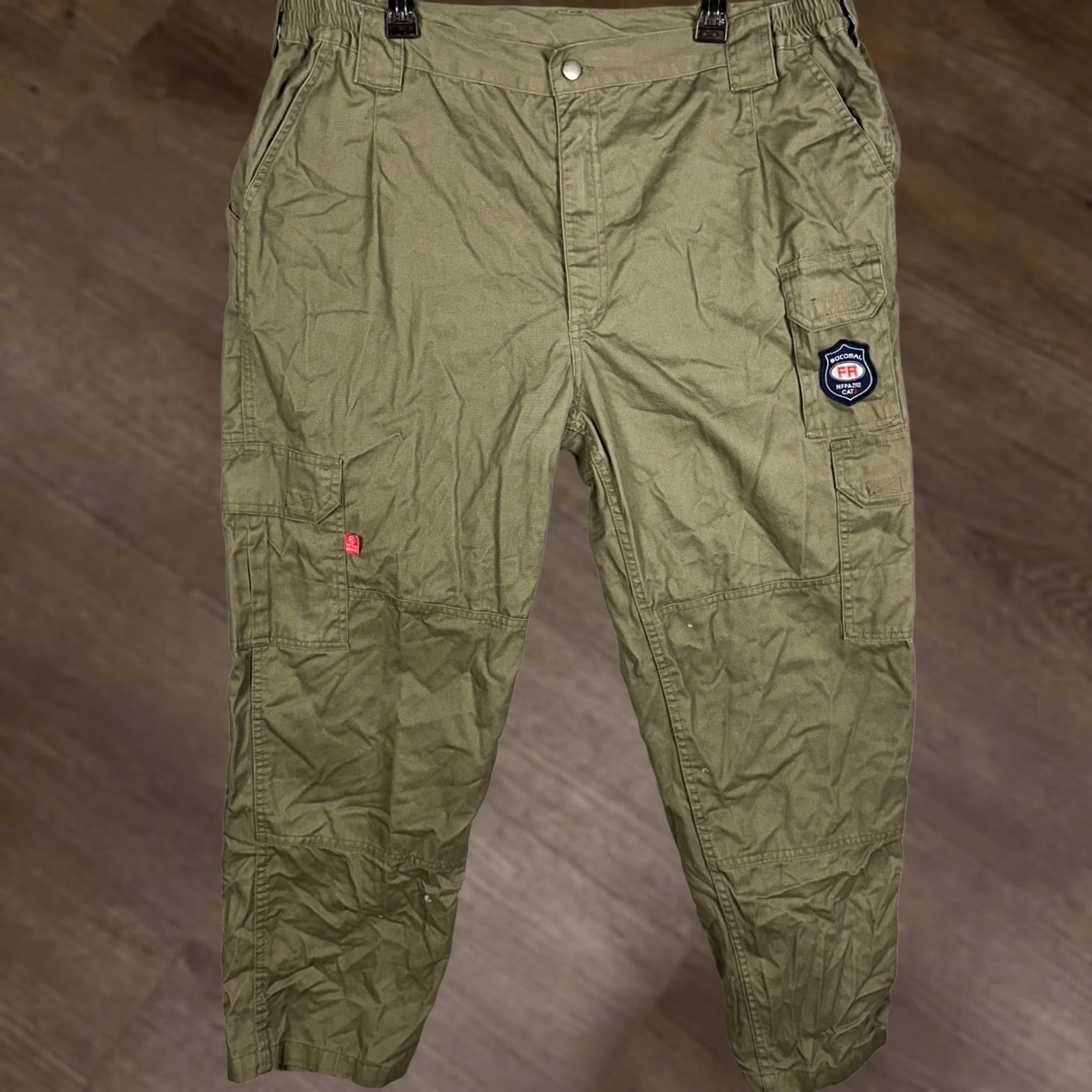 Olive Bocomal FR Field Pants Men 42X30 Olive Green Flame Resistant Cargo CAT2 Workwear Size US 42 / EU 58 - 1 Thumbnail