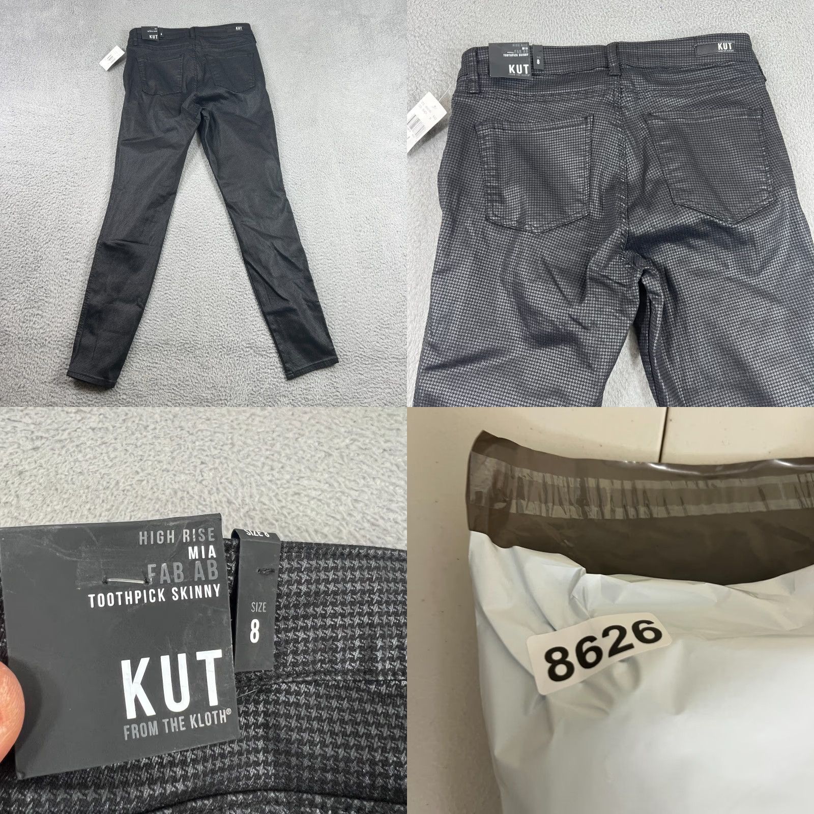 Vintage KUT from the Kloth Mia Fab Ab Toothpick Skinny Jeans Women's 8 Patterned Geometric Black 5-Pocket Regular Inseam 30"} Size 30" / US 8 / IT 44 - 8 Thumbnail