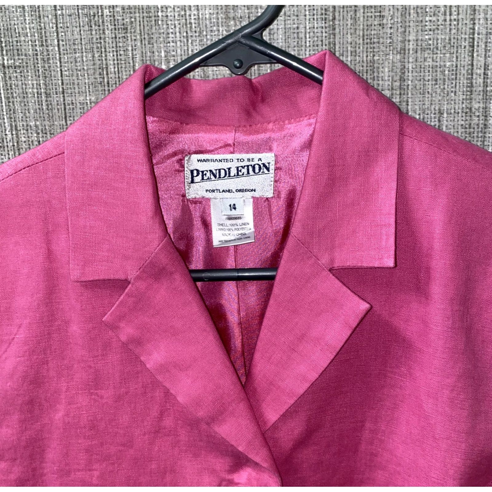Pendleton Pendleton Jacket Womens Pink Linen 3 Button Size 14 Regular Coat LINEN Polyester Lining Casual Fall Spring Women Shirts & Jackets Size XL / US 12-14 / IT 48-50 - 3 Thumbnail