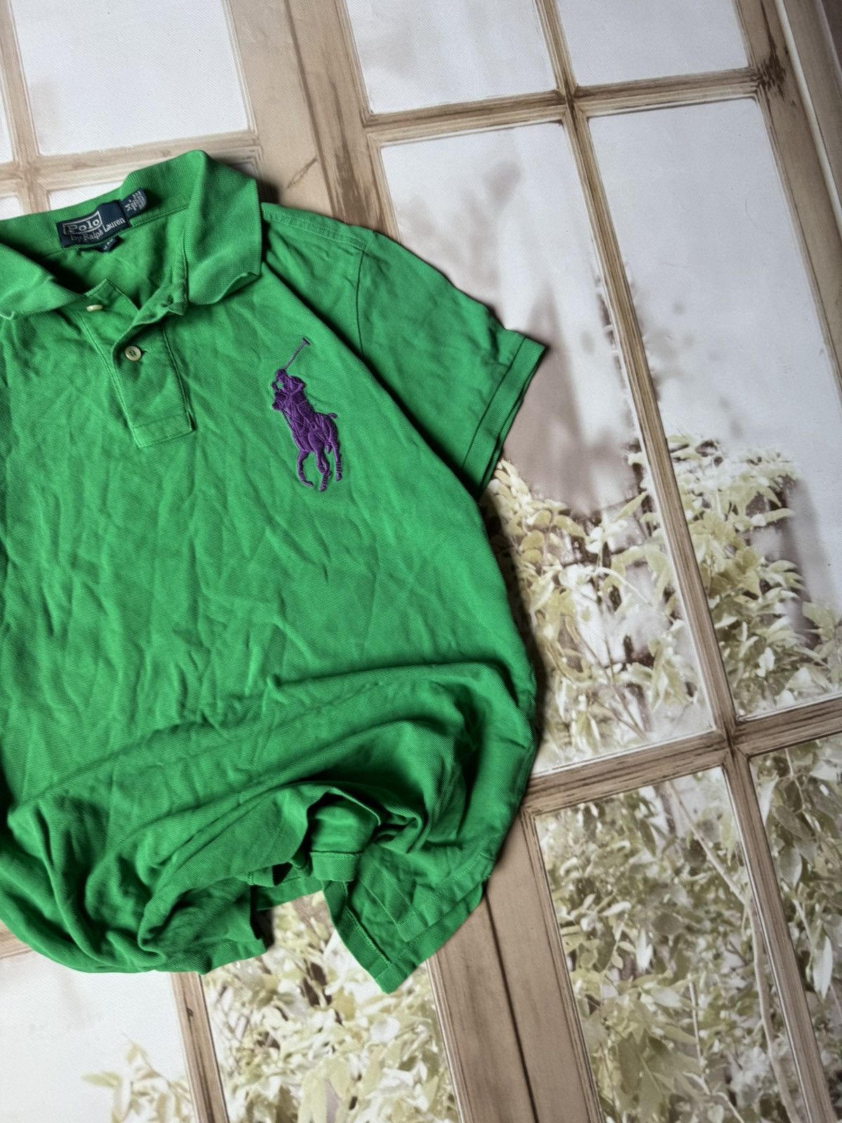 Polo Ralph Lauren Polo Ralph Lauren Big Pony Green & Purple Mesh Polo Shirt Size US M / EU 48-50 / 2 - 3 Thumbnail