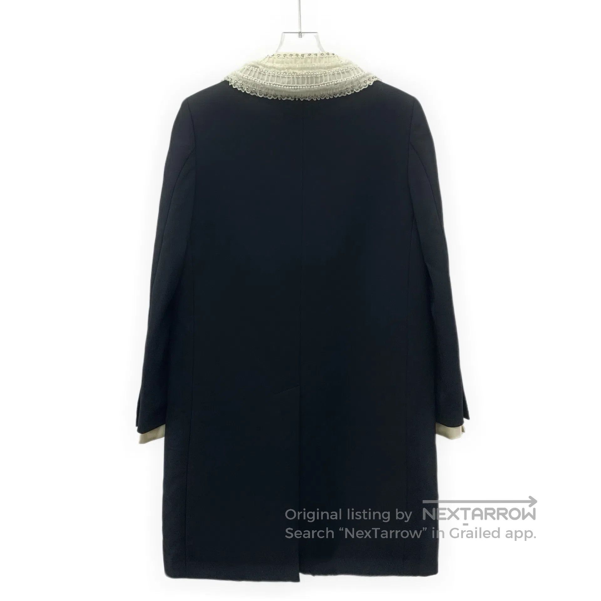 Miu Miu Miu Miu Black Lace Peter Pan Collar Pearl Trim Long-Sleeve Size S / US 4 / IT 40 - 2 Thumbnail