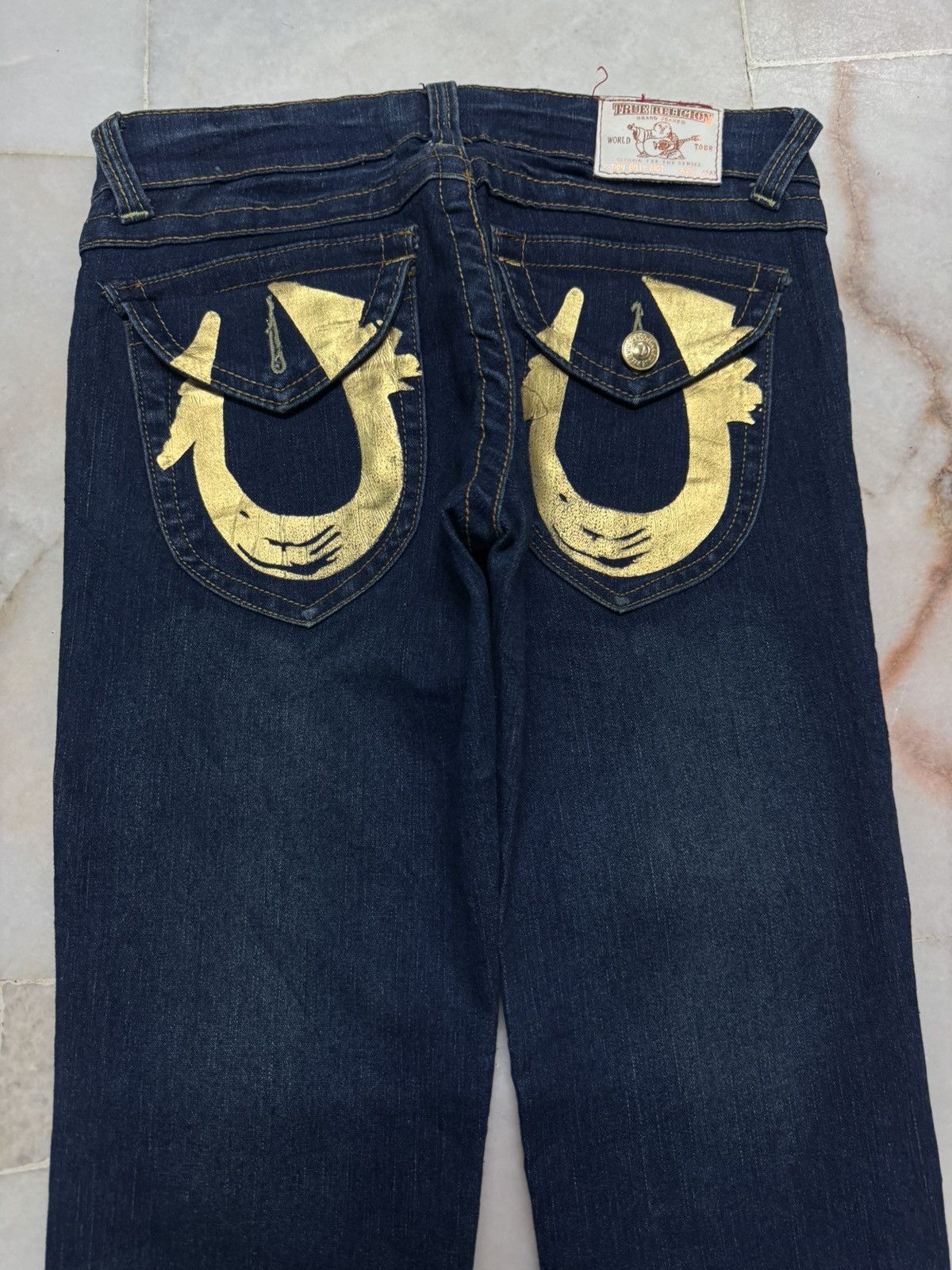 True Religion 💥RARE💥TRUE RELIGION INDIGO FLARE TWIST LEG GOLD LOGO RARE Size US 28 / EU 44 - 14 Thumbnail