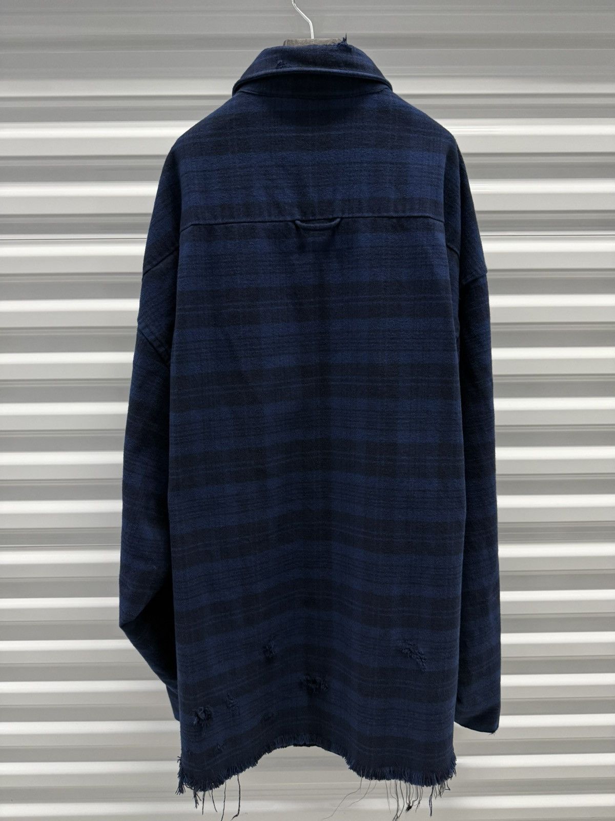 Balenciaga New Balenciaga Distressed Flannel Jacket Size US XL / EU 56 / 4 - 5 Thumbnail