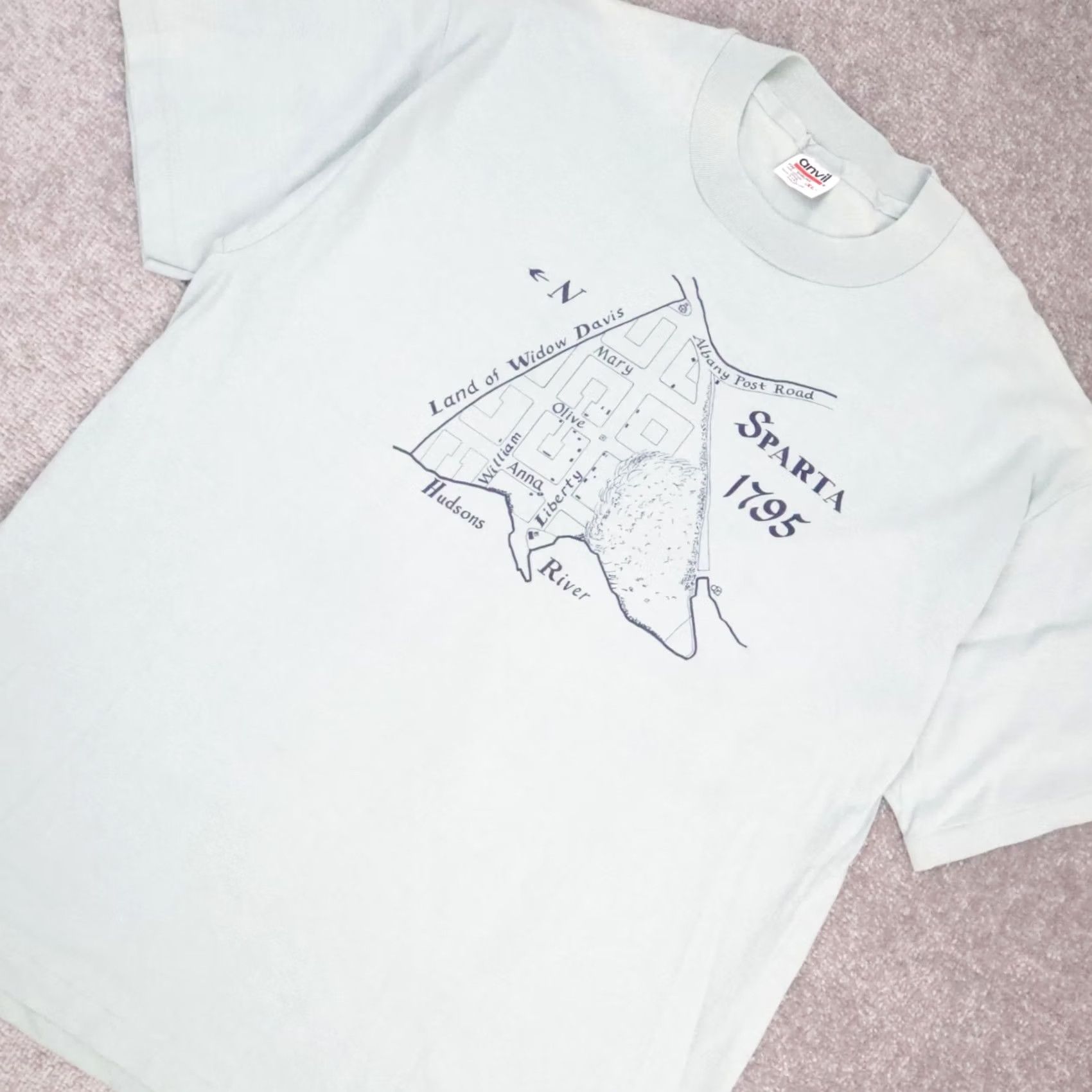 Hudson VINTAGE Hudson River Albany New York T-Shirt XL Blue Short Sleeve VTG 1700s Mens Size US XL / EU 56 / 4 - 6 Thumbnail