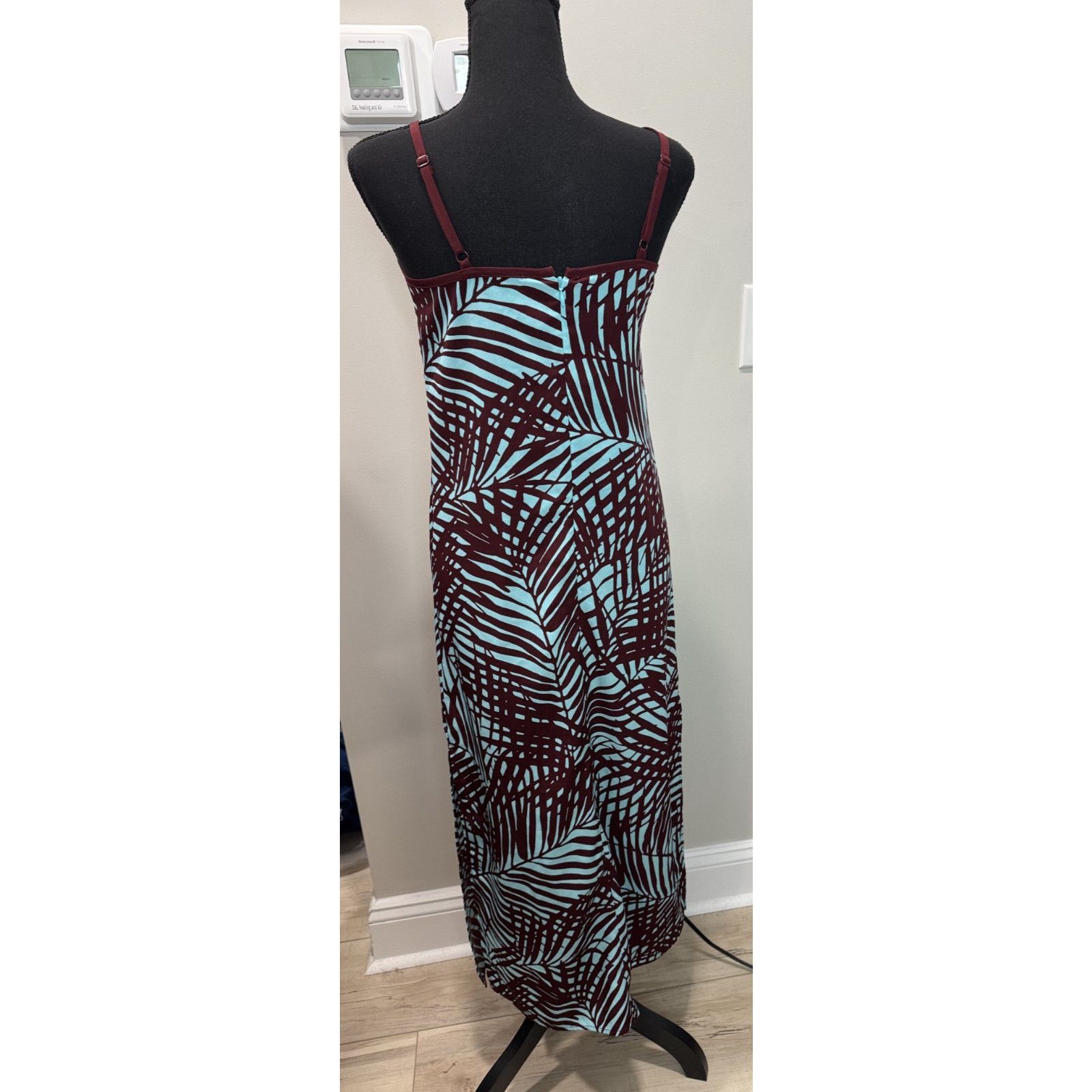 Other Limited Tropical Resort Wear Maxi Dress Brown Blue Palm XS Size XS / US 0-2 / IT 36-38 - 2 Thumbnail