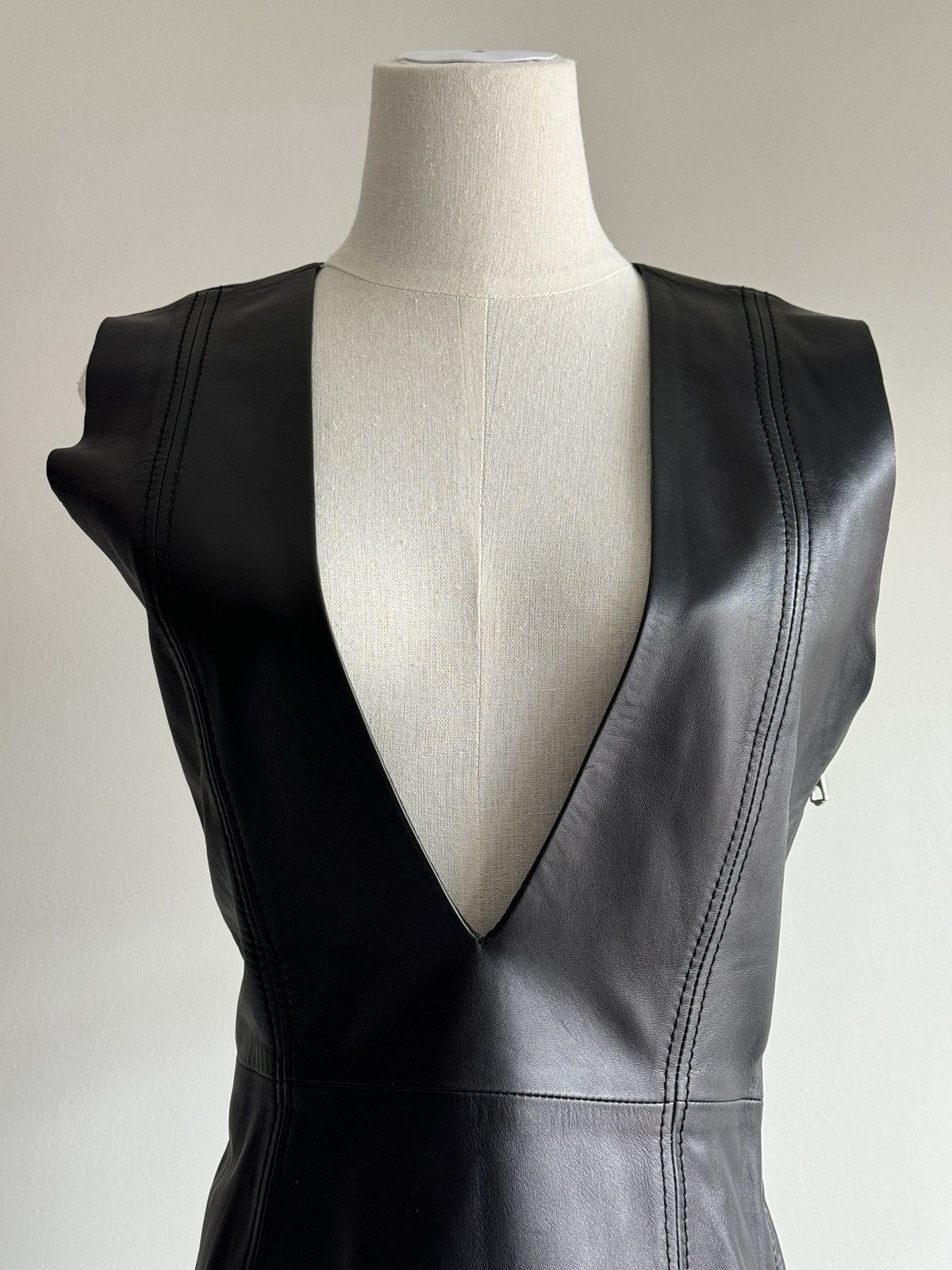 Acne Studios Acne Studios Lavern Leather plunge neck dress pinafore sz 40 Size S / US 4 / IT 40 - 3 Thumbnail