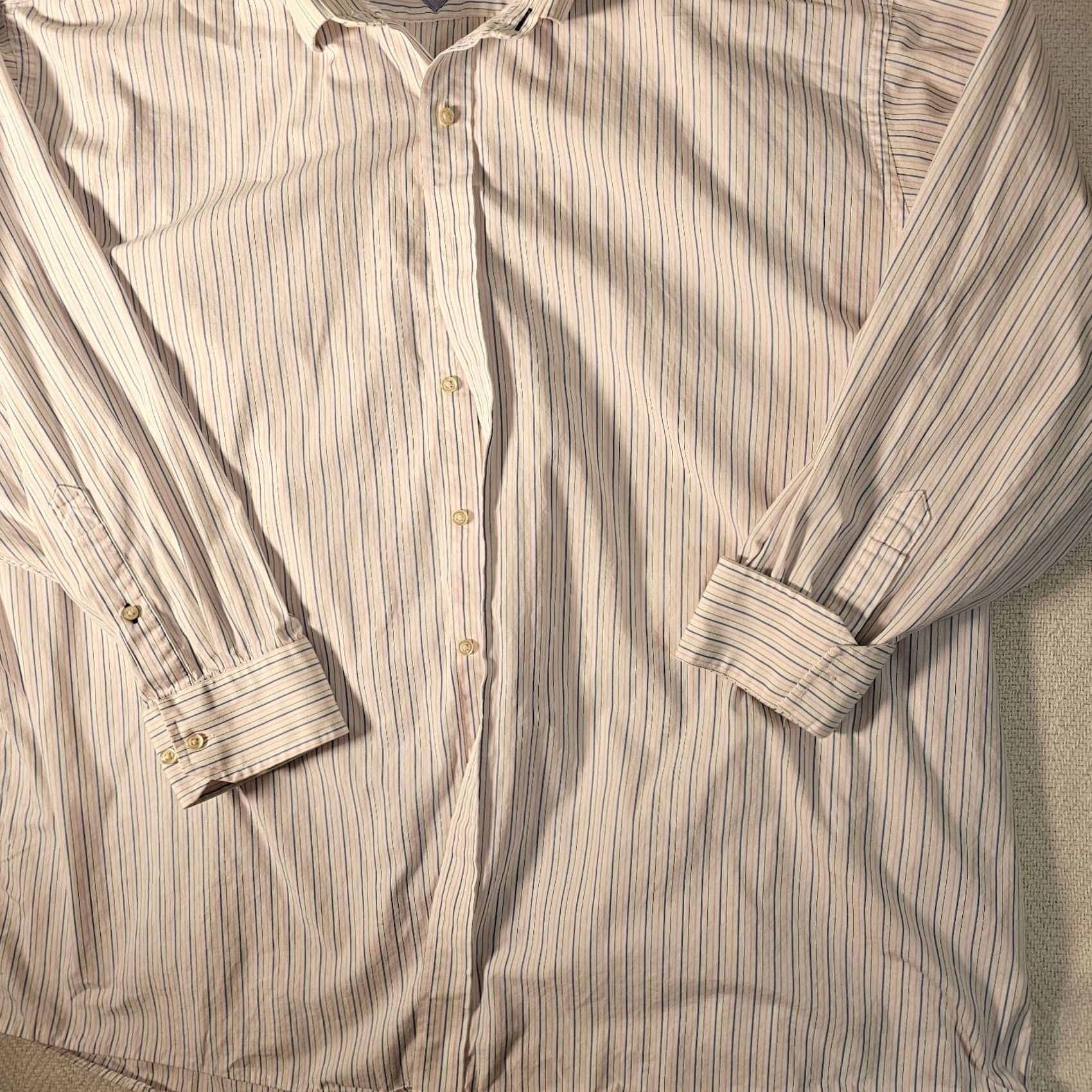 Tommy Hilfiger VINTAGE Tommy Hilfiger Men Button Down Shirt Long Sleeve Cotton White Striped Size 4XL Size US XXL / EU 58 / 5 - 5 Thumbnail