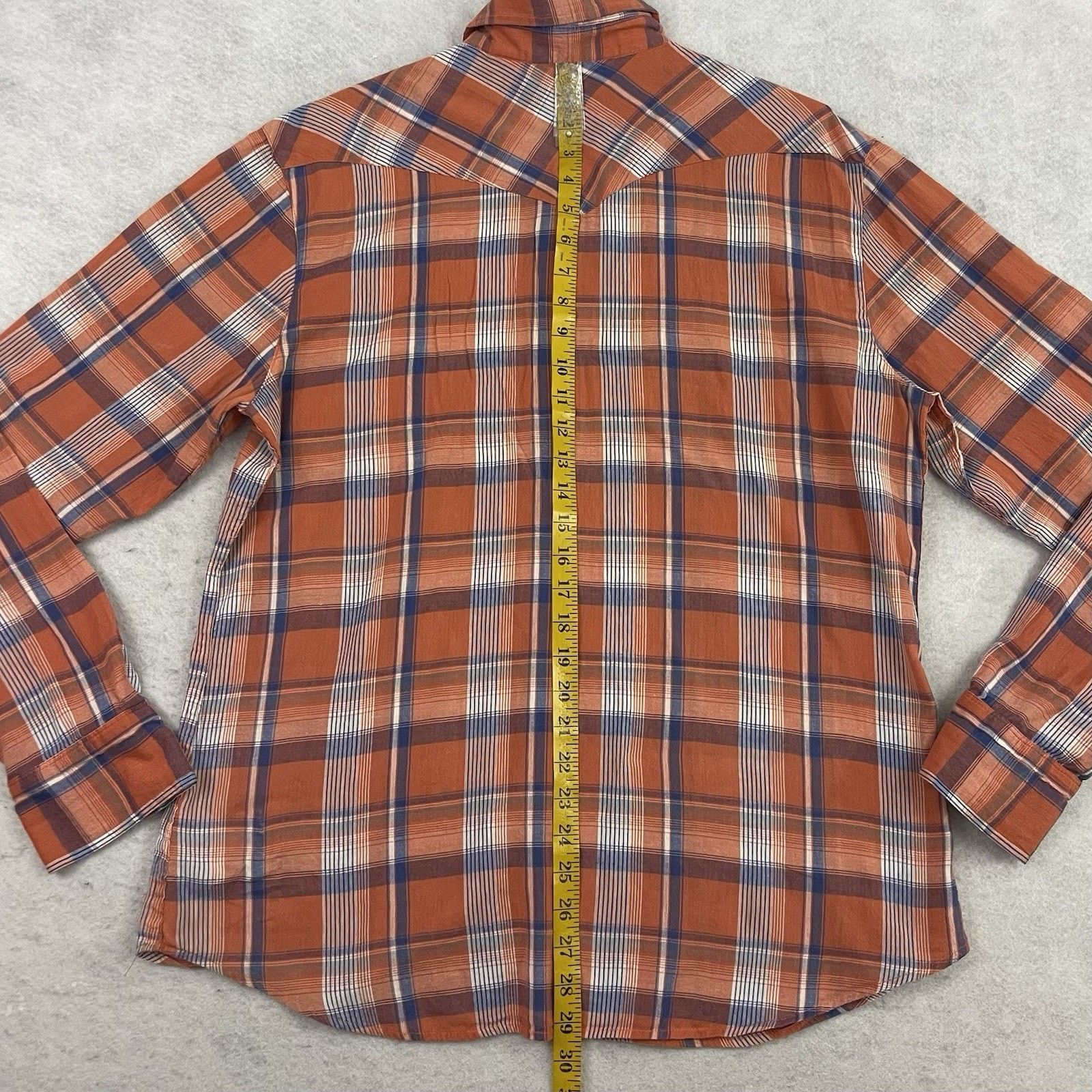 Salt Valley Salt Valley Western Shirt Mens XL Orange Plaid Pearl Snap Size US XL / EU 56 / 4 - 5 Thumbnail