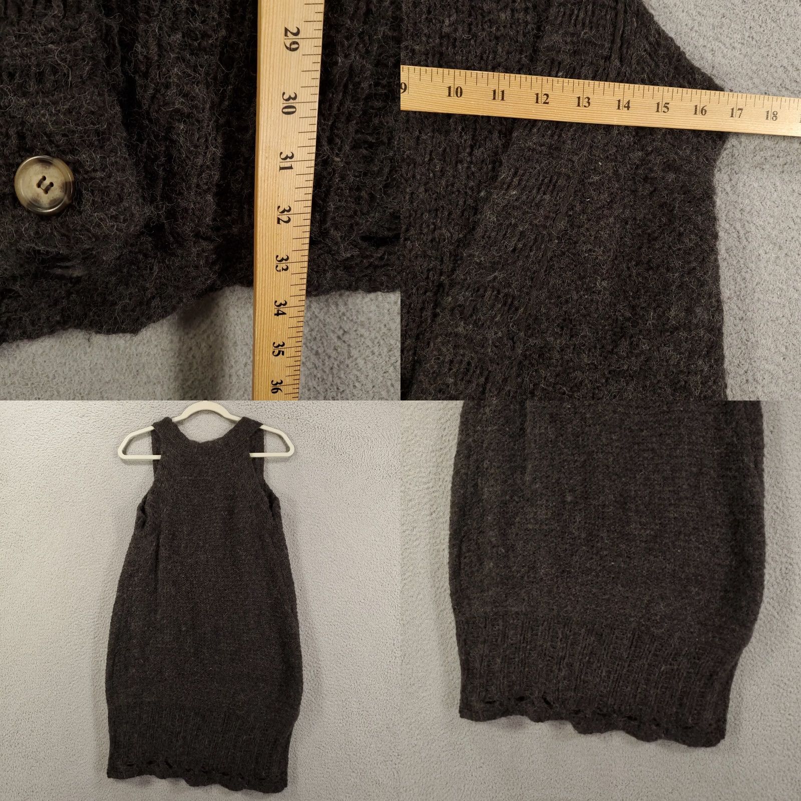 Free People VINTAGE Free People Sweater Vest Cardigan Wool Blend Womens Small Dark Gray Button Up Size S / US 4 / IT 40 - 8 Thumbnail