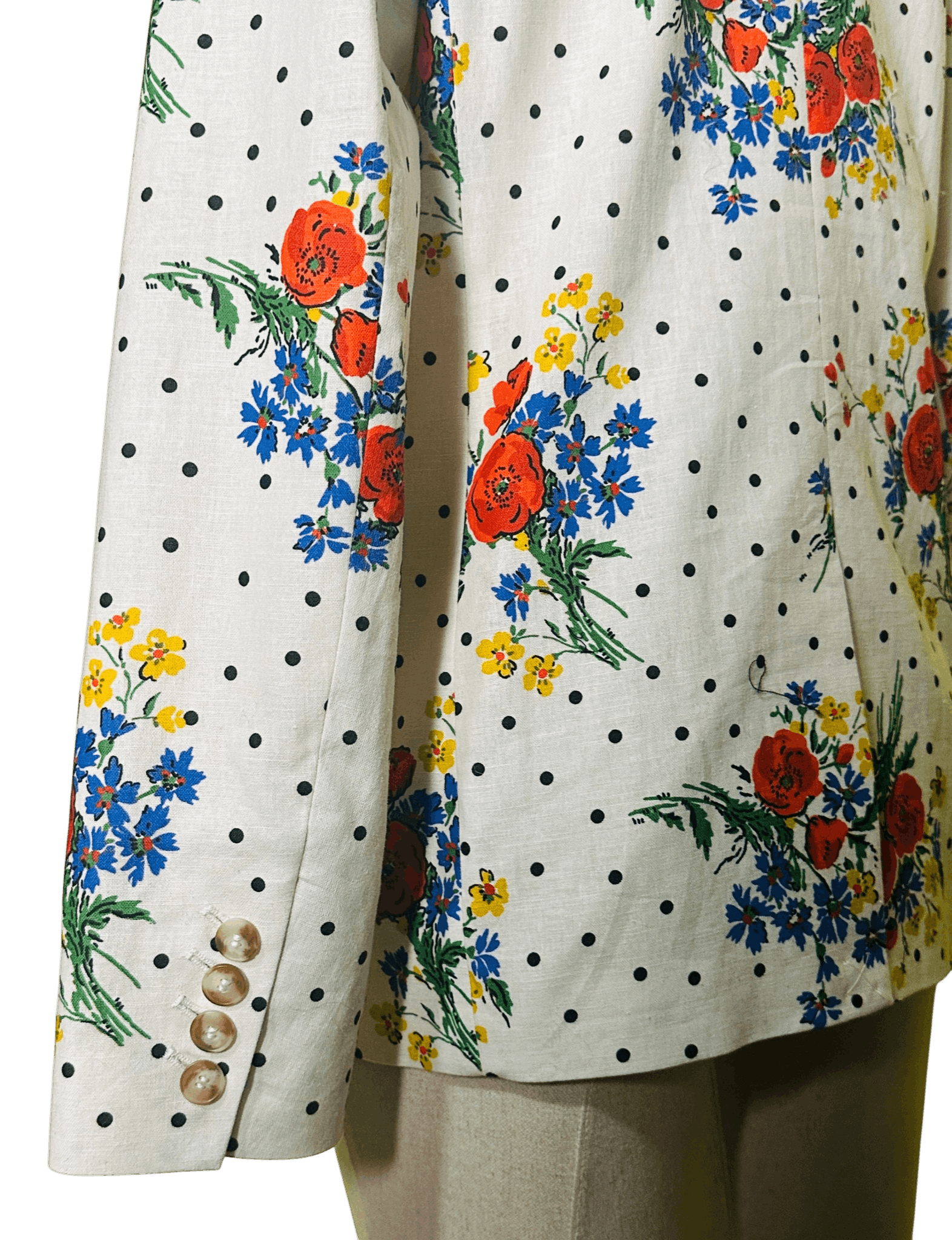Sezane Christie Linen Floral Blazer Size XS / US 0-2 / IT 36-38 - 5 Thumbnail