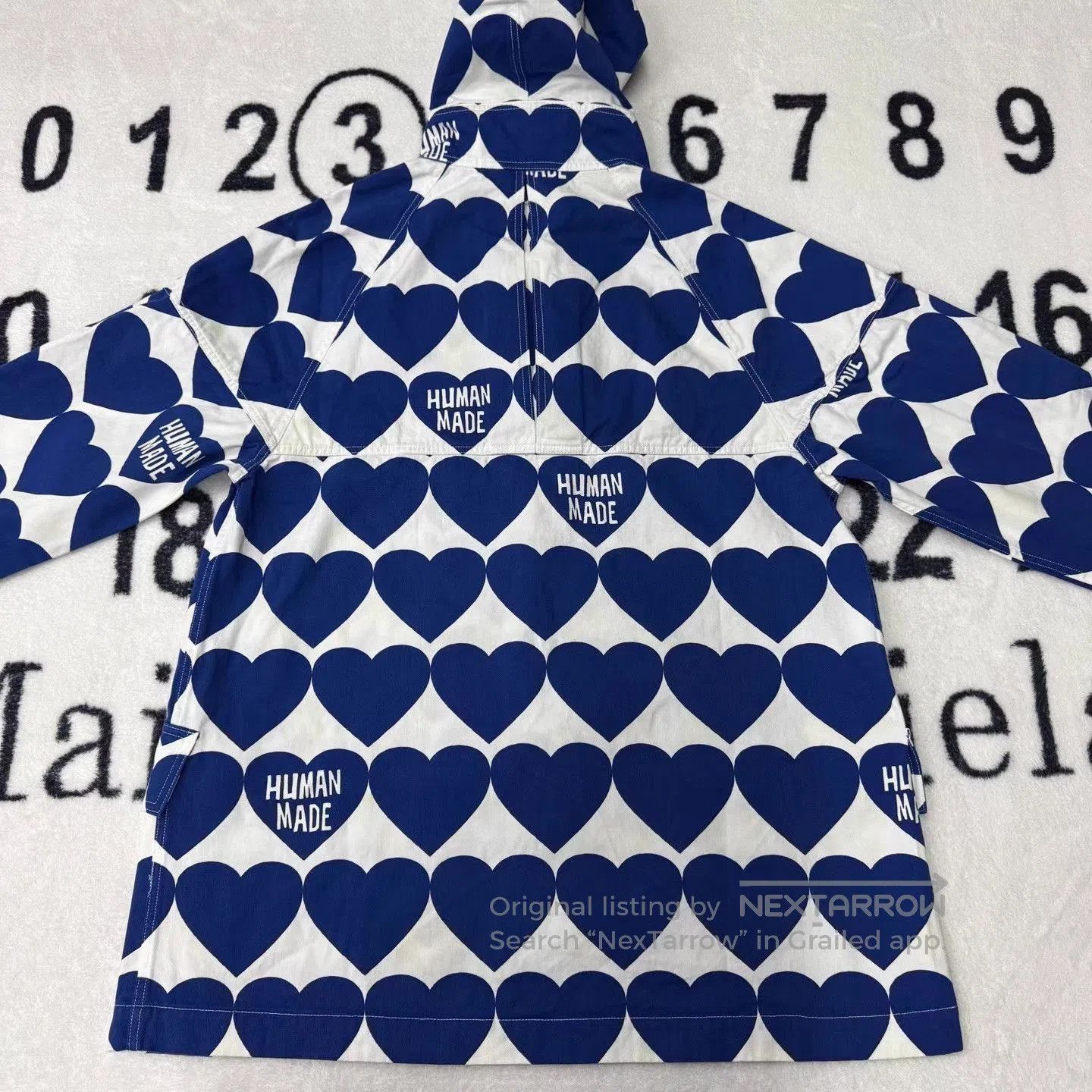Human Made Blue and White Heart Print Toggle Hooded Jacket. Size US XL / EU 56 / 4 - 2 Thumbnail