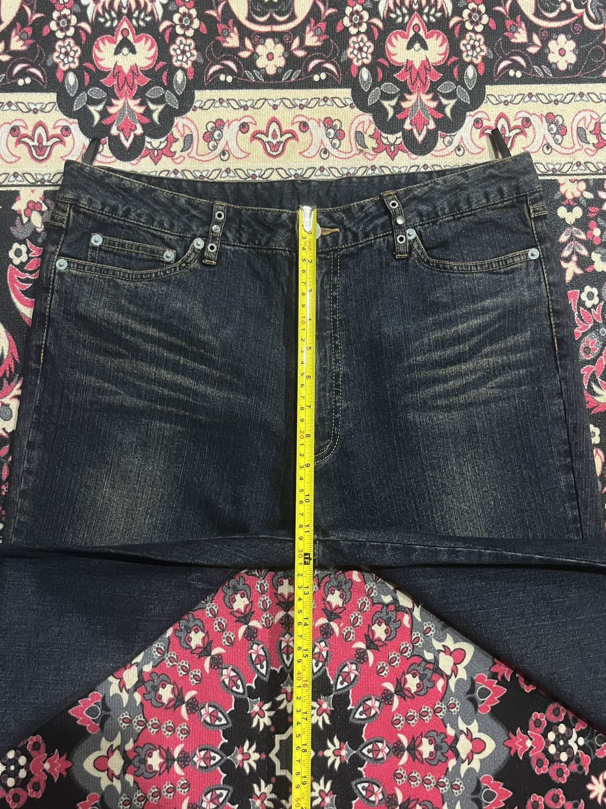 GOSTAR DE FUGA × If Six Was Nine × Le Grande Bleu (L.G.B.) ⚡️Sick⚡️Vintage Japanese Brand Broadwin Rhinestone Flare Jeans Size US 33 - 14 Thumbnail