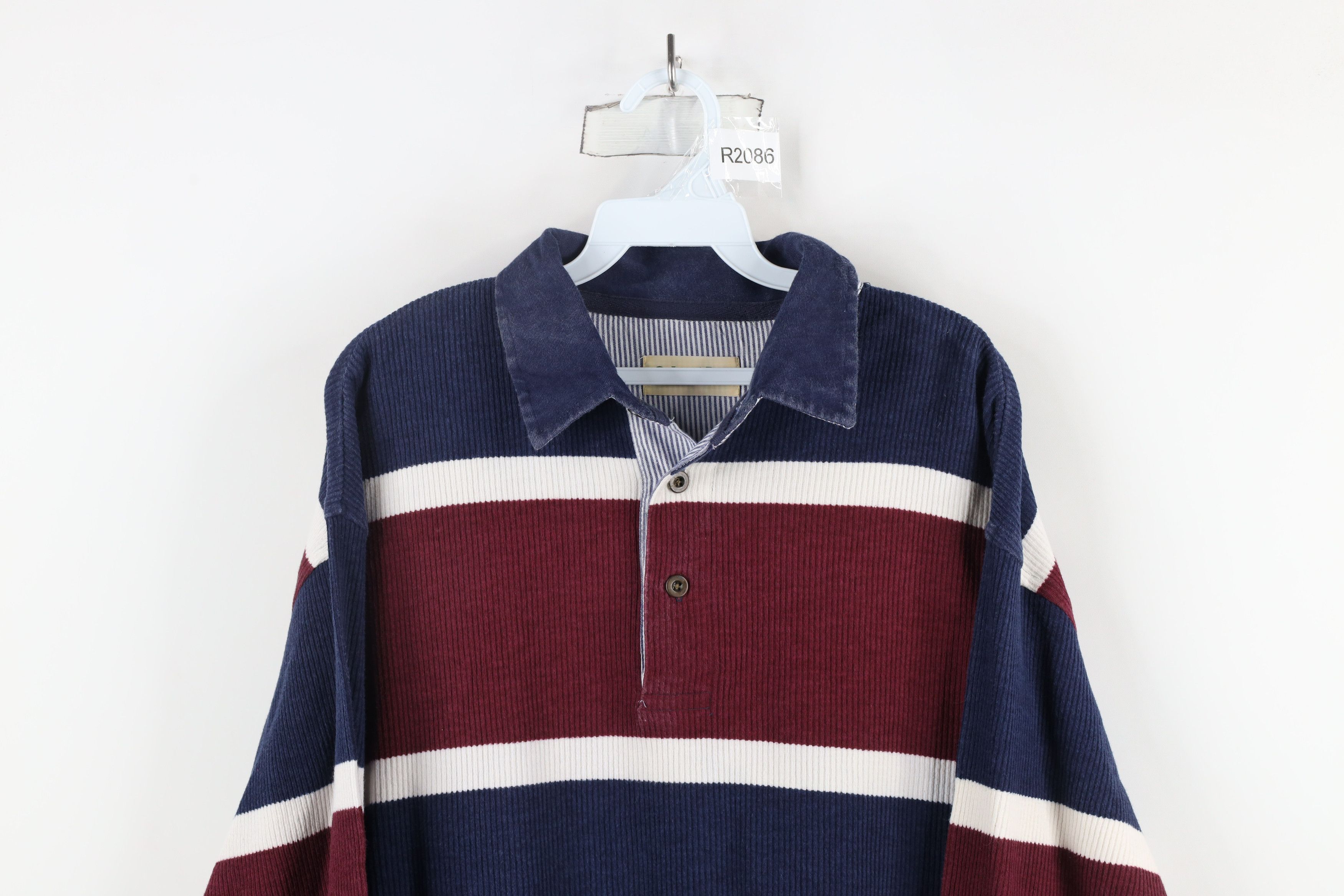 Vintage Vintage 90s Streetwear Striped Ribbed Knit Long Sleeve Polo Size US L / EU 52-54 / 3 - 2 Thumbnail