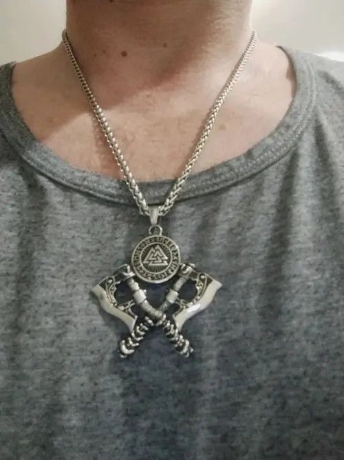 Other Men's Stainless Steel Exquisite Double Axe Pendant Necklace Size ONE SIZE - 1 Thumbnail