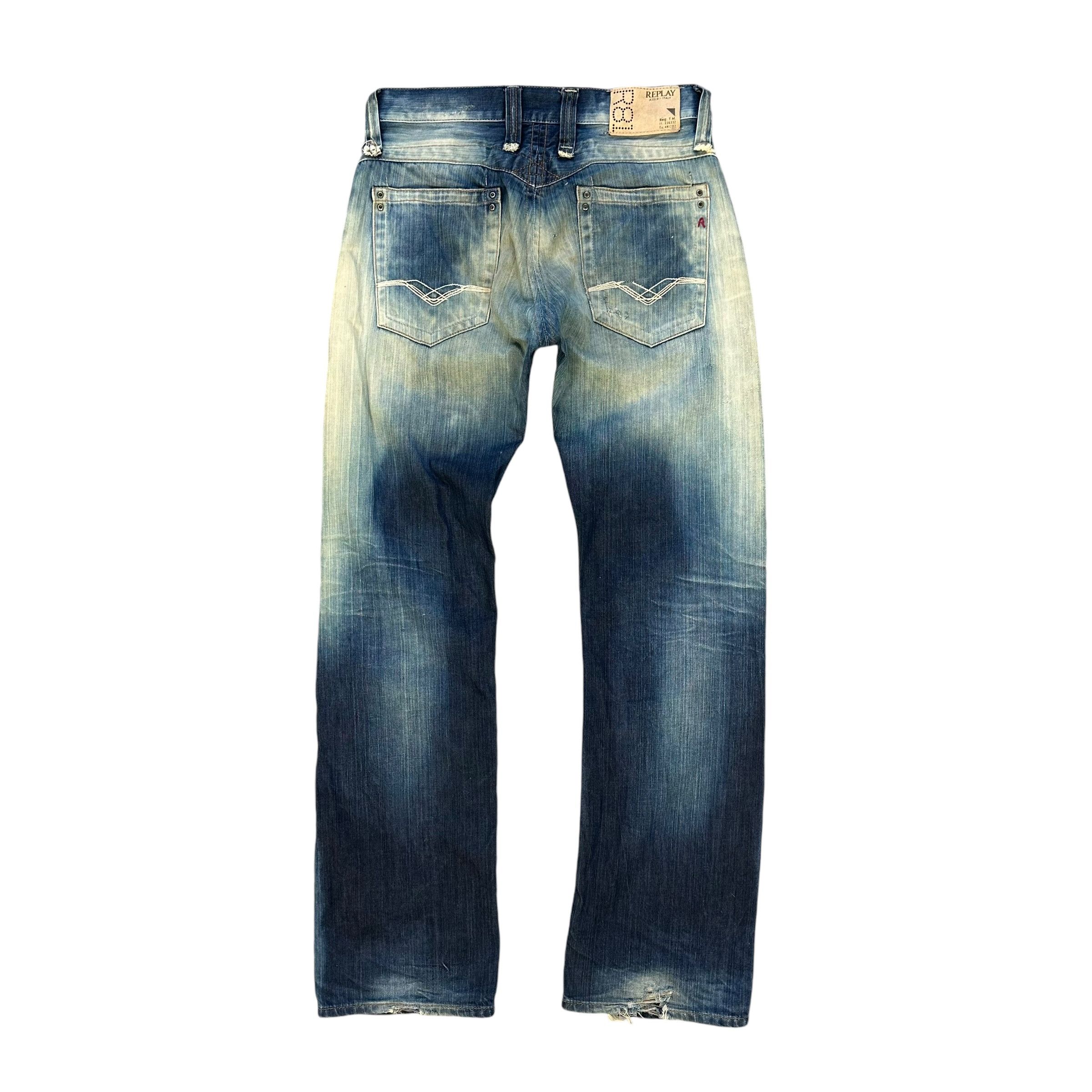 Replay REPLAY R81 Asolo Italy Trashed Washed Denim Pant #A58-1330 Size US 30 / EU 46 - 14 Thumbnail