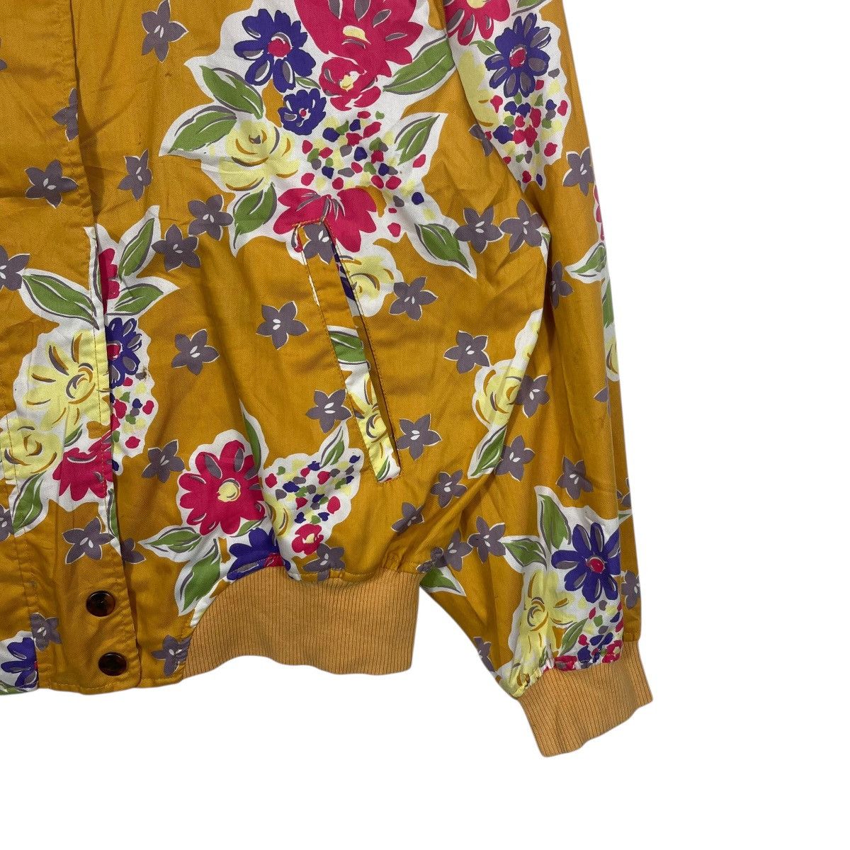 Vintage Huitieme Sports Studio Floral Bomber Jacket Mustard Size L / US 10 / IT 46 - 5 Thumbnail