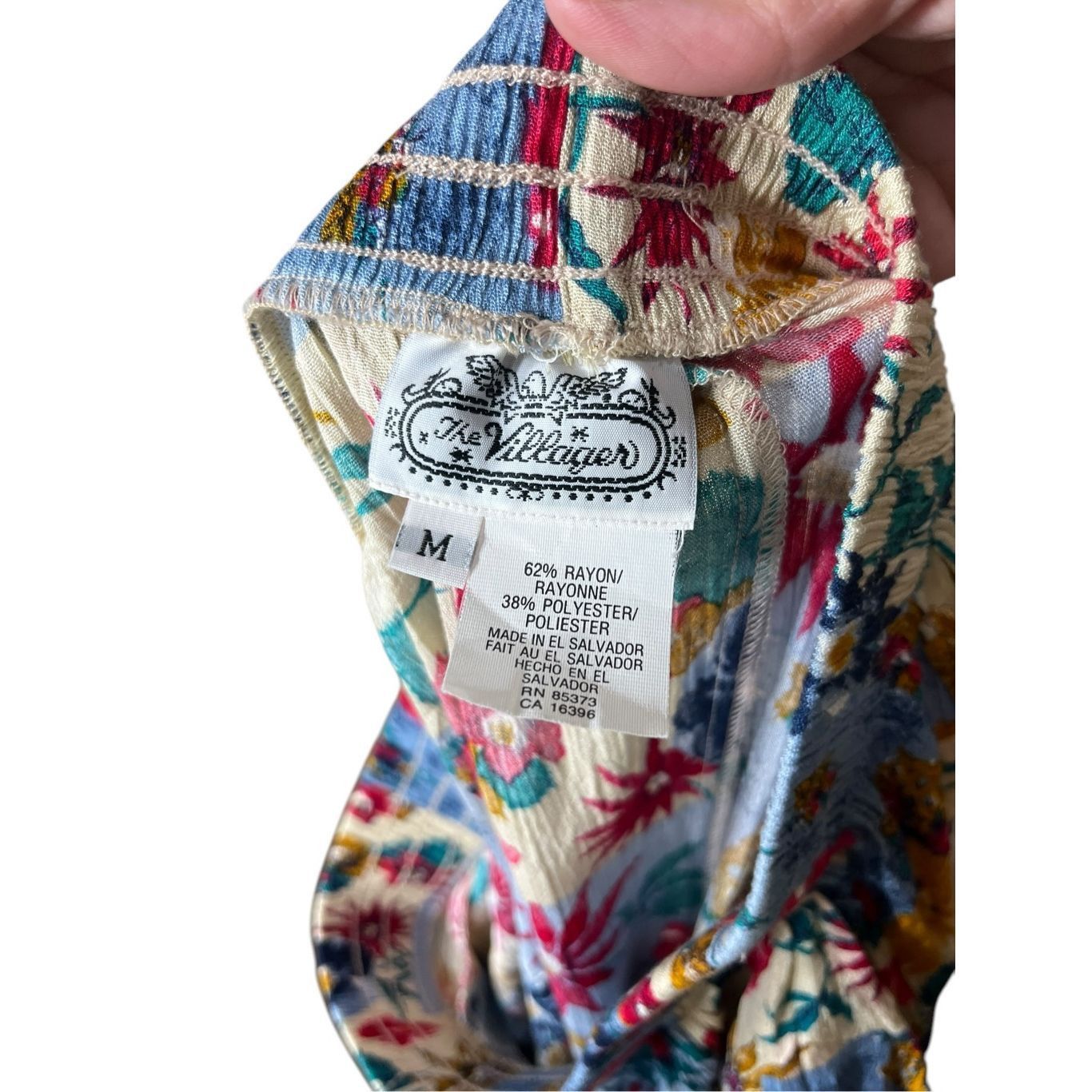 Other Vintage The Villager pleated Blue Cream Floral Boho Maxi Ski Size 28" / US 6 / IT 42 - 8 Thumbnail