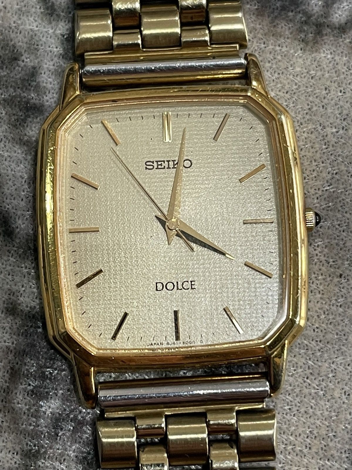 image of Seiko Dolce 8J41-5000 Watch Quartz Japan Made Working Tank in Gold, Men's