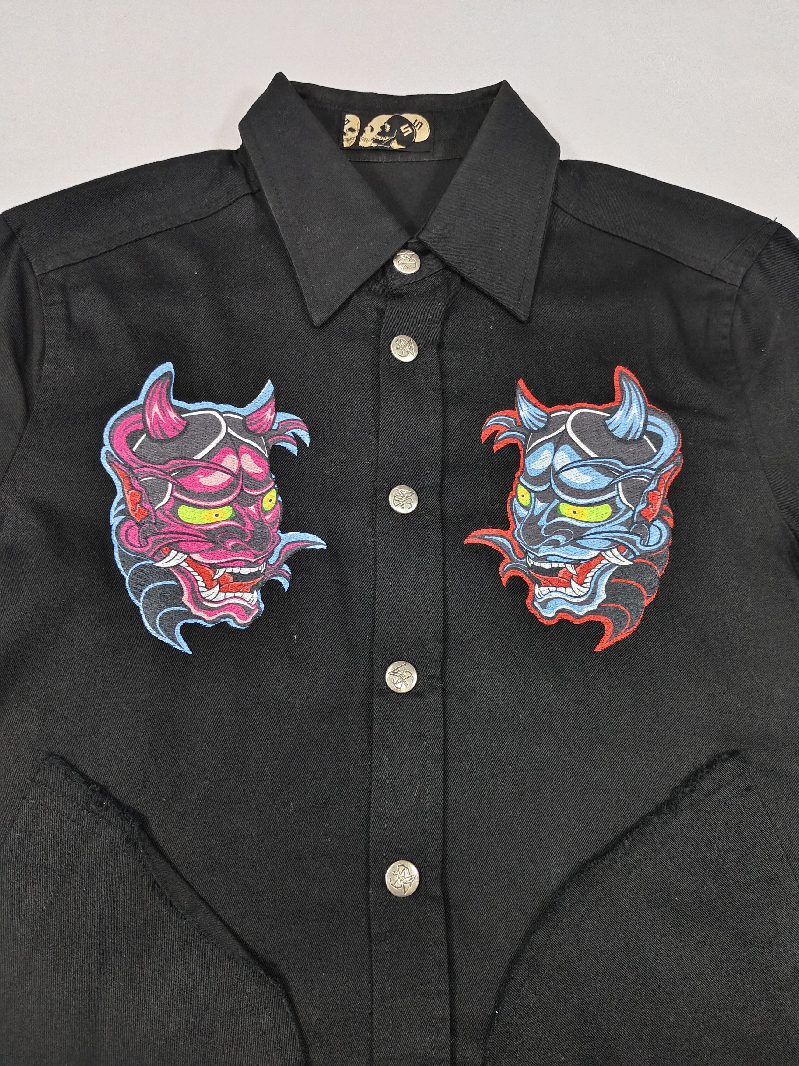 Seditionaries 00s Skullism Archive Japanese Geisha Oni Pacth Cropped Shirt Size US M / EU 48-50 / 2 - 3 Thumbnail