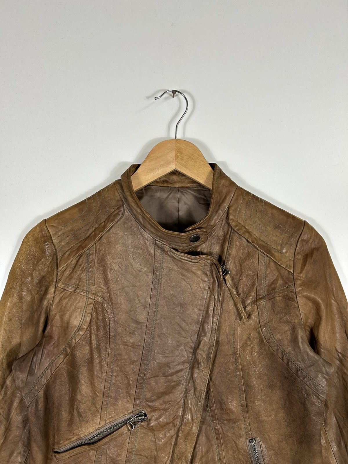 Japanese Brand ⚡️Vintage Sheepskin Leather Zipper Biker Jacket Size M / US 6-8 / IT 42-44 - 4 Thumbnail