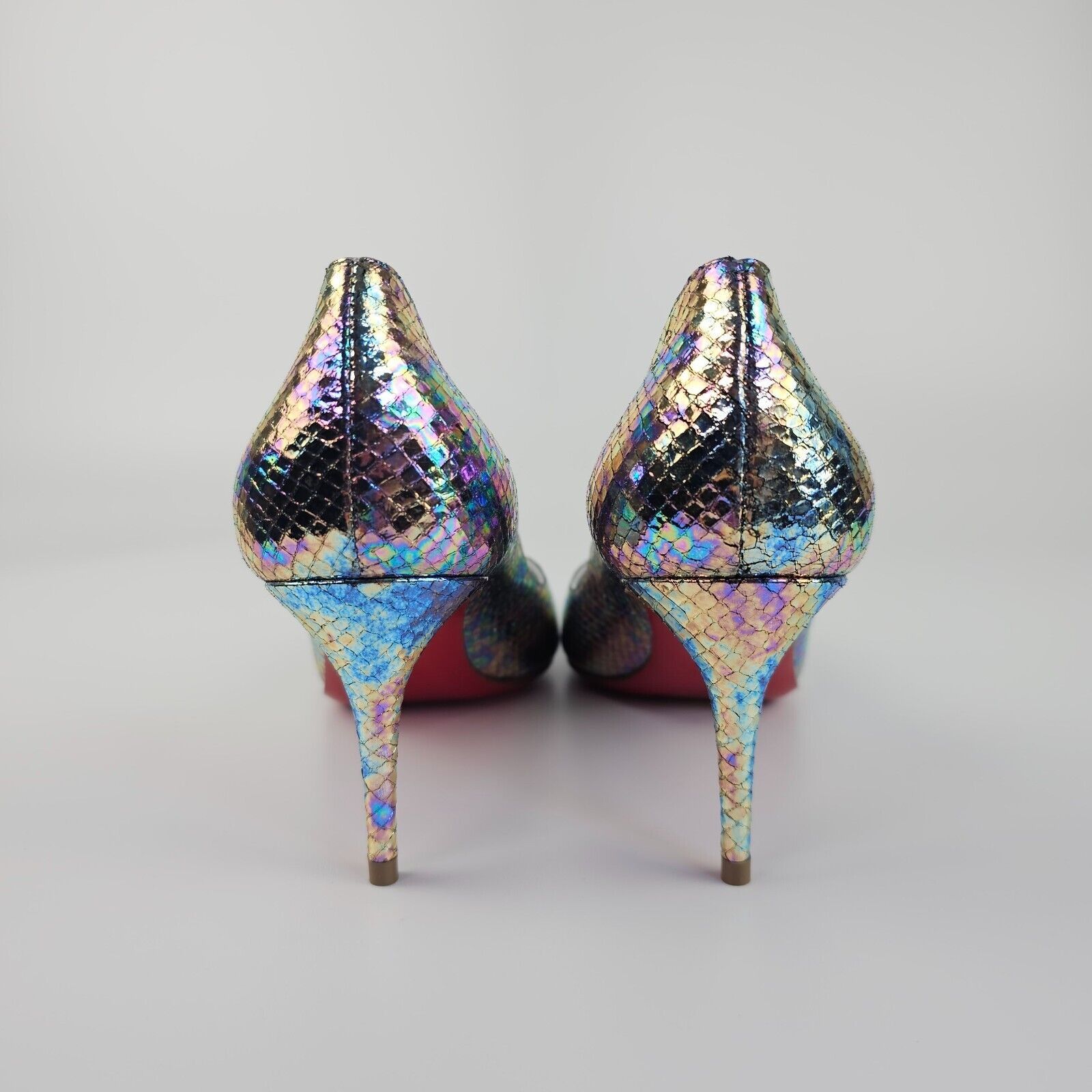 LOUBOUTIN Hot Chick 70mm Silver Leather Heeled Pumps New