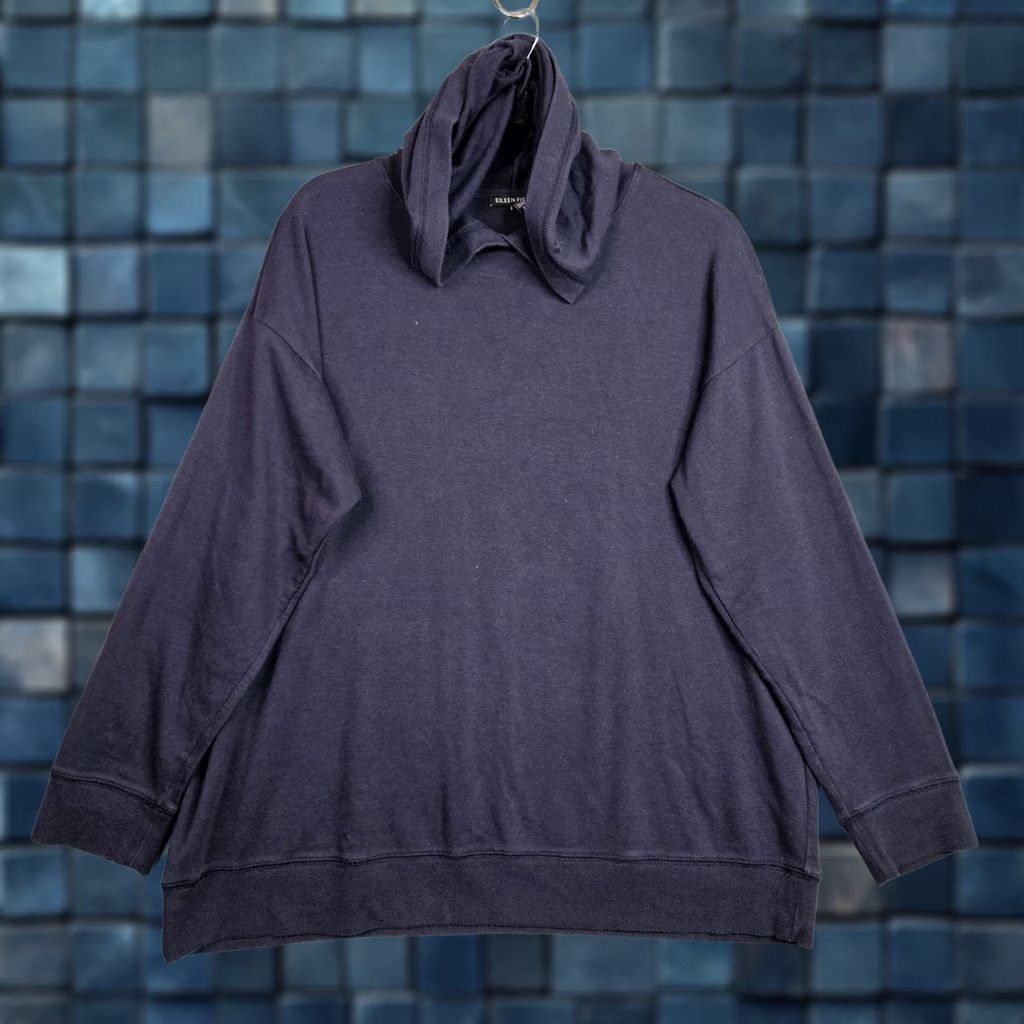 Eileen Fisher Eileen Fisher Shirt Womens S Blue Navy Hoodie Pullover Oversized Sweatshirt Size Size S / US 4 / IT 40 - 1 Thumbnail