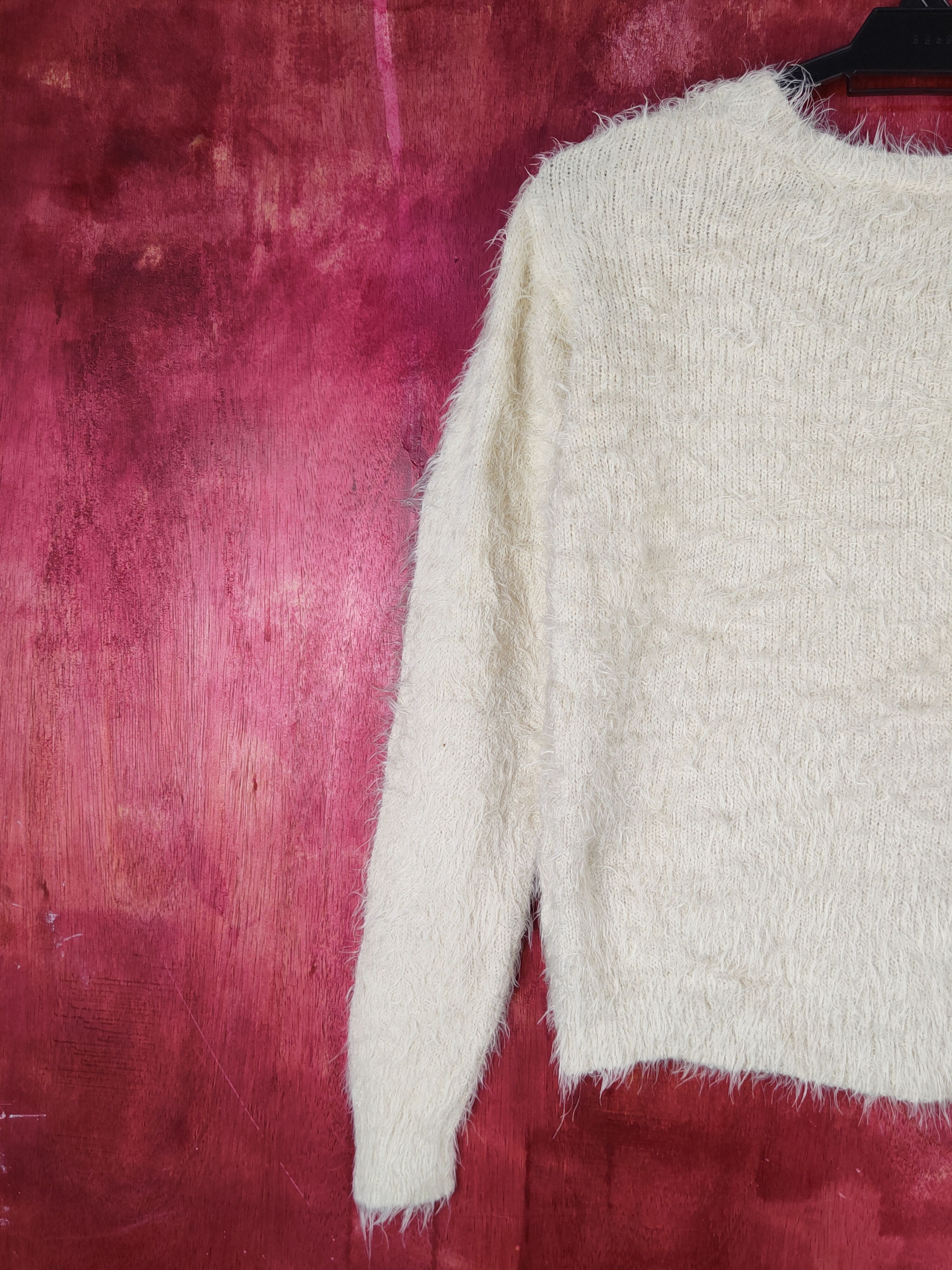 Homespun Knitwear C.o.l.z.a Cream Shag Shaggy Fur Mohair Knitwear #S2058 Size M / US 6-8 / IT 42-44 - 9 Thumbnail