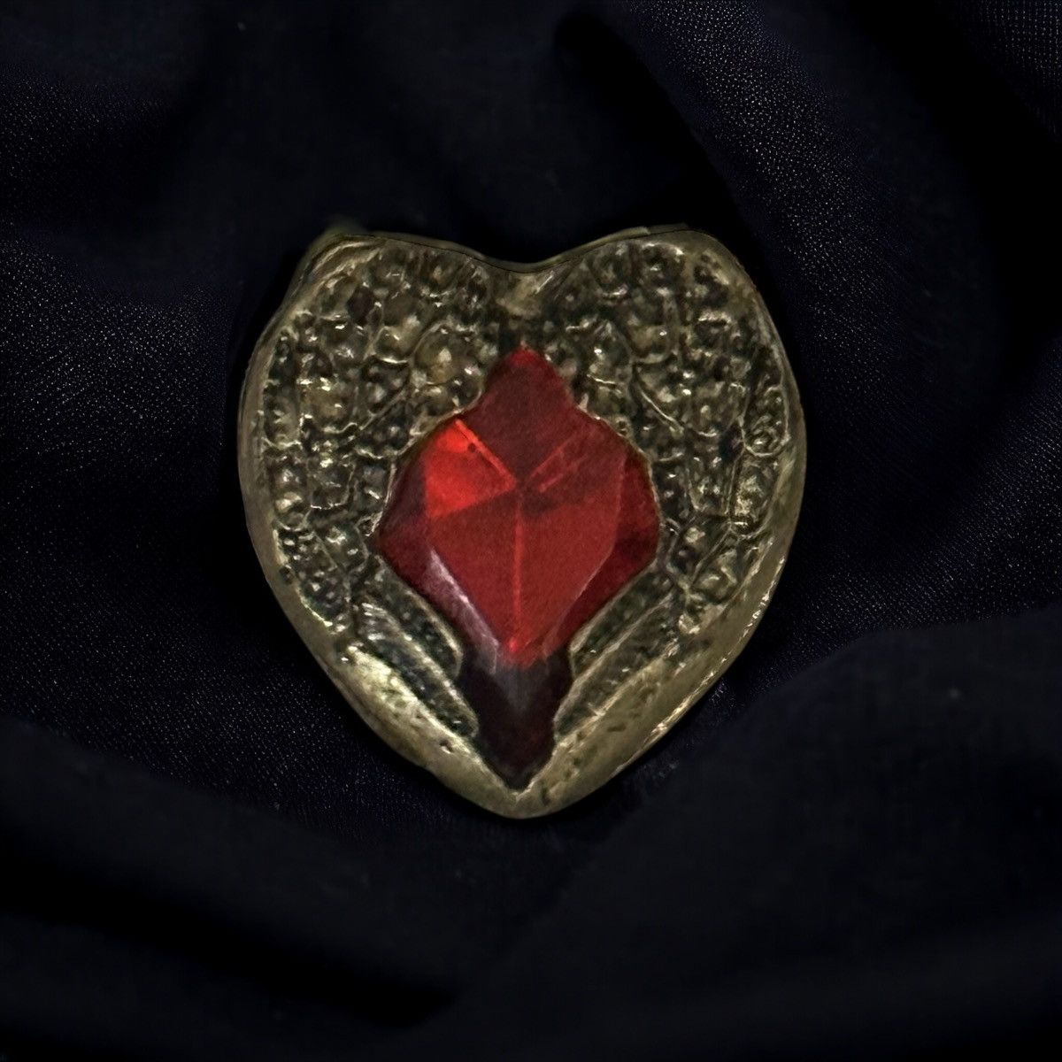 Other Bronze tone angel wing red heart ring Size ONE SIZE - 1 Thumbnail