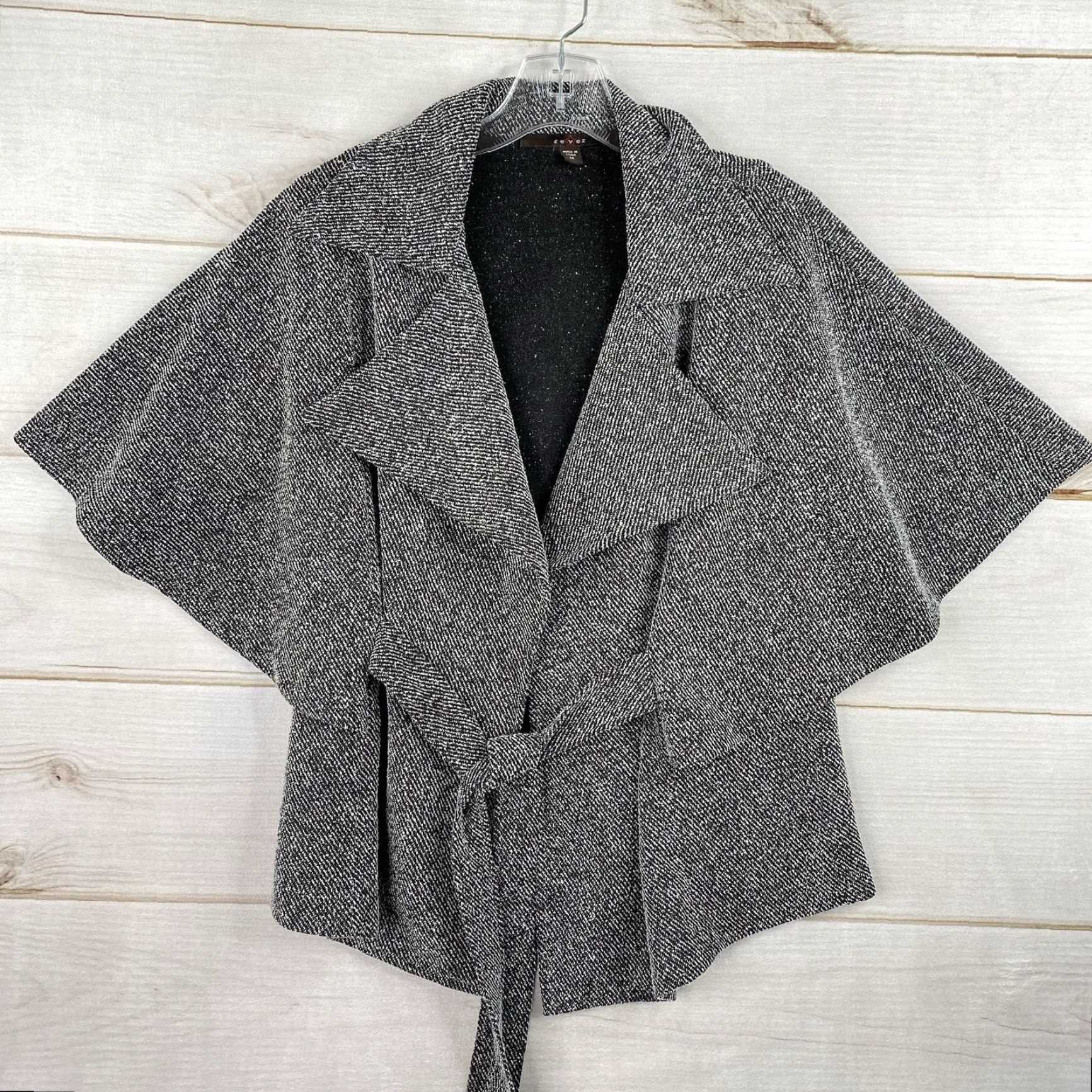 Vintage Fever Cardigan Jacket Women M Black Belted 3/4 Sleeve Tweed Dressy Casual Size M / US 6-8 / IT 42-44 - 2 Thumbnail