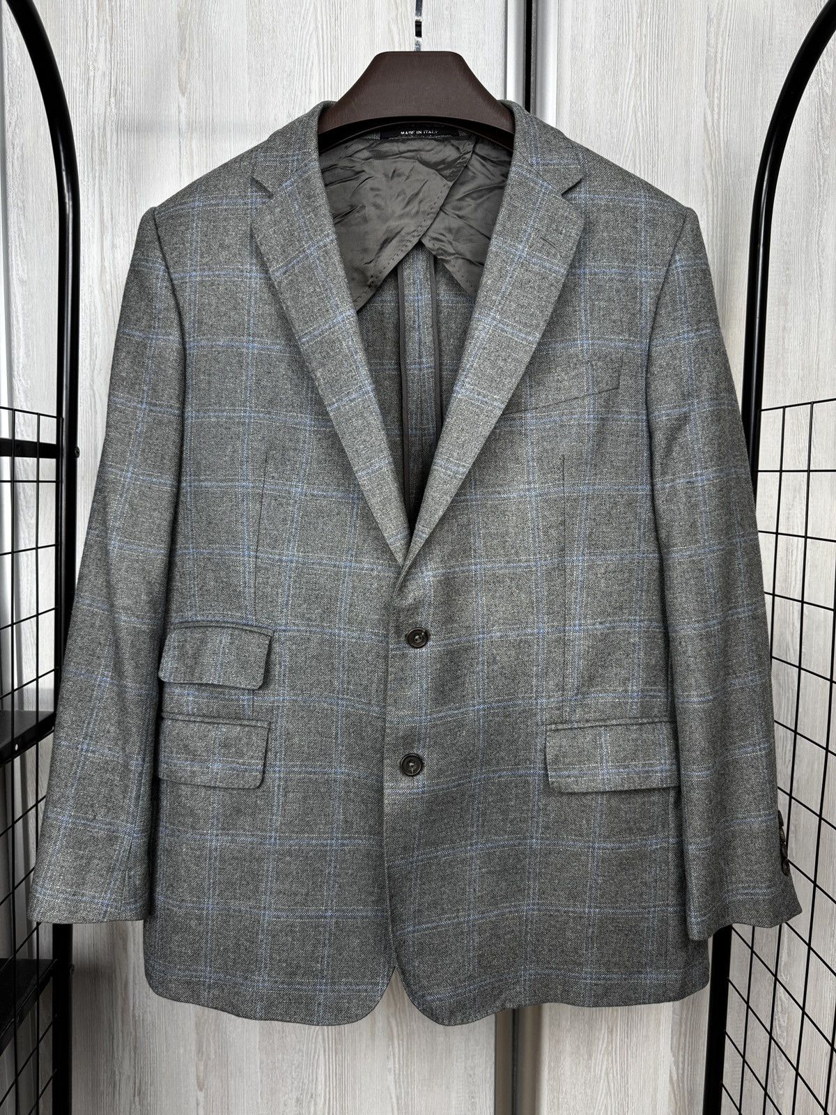 Chester Barrie Wool cashmere grey checkered unlined blazer