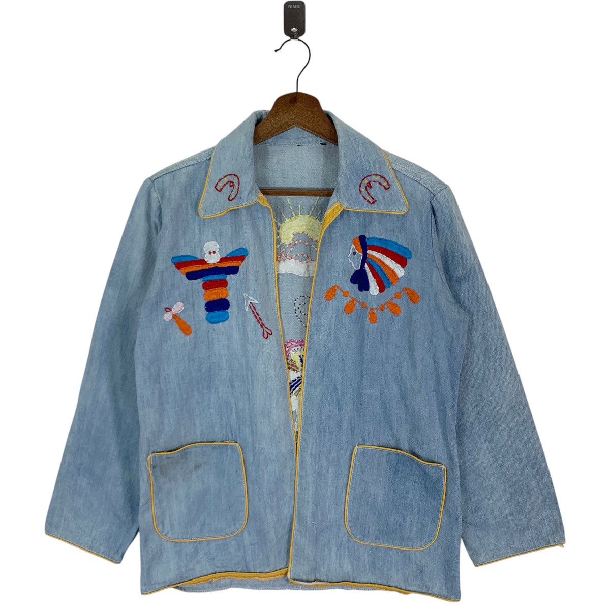 Handmade × Vintage VINTAGE HANDMADE EMBROIDERY LOGO DENIM JACKET Size US S / EU 44-46 / 1 - 2 Thumbnail