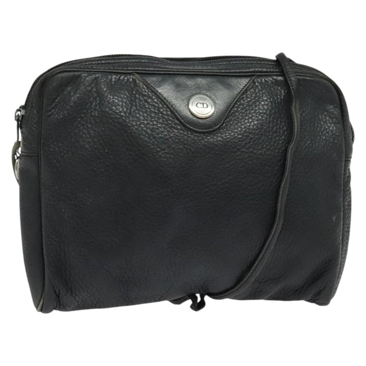 DIOR Shoulder Bag Leather Black Silver