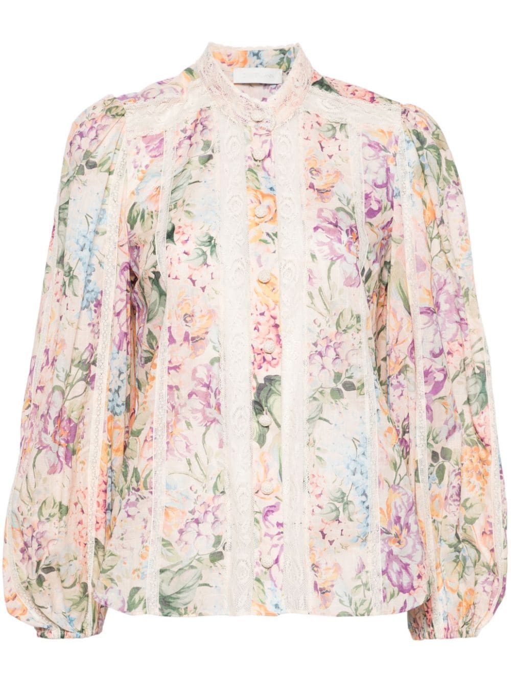 Zimmermann o1s22i1n1024 Halliday Cotton Lace-Trimmed Shirt Size S / US 4 / IT 40 - 1 Thumbnail
