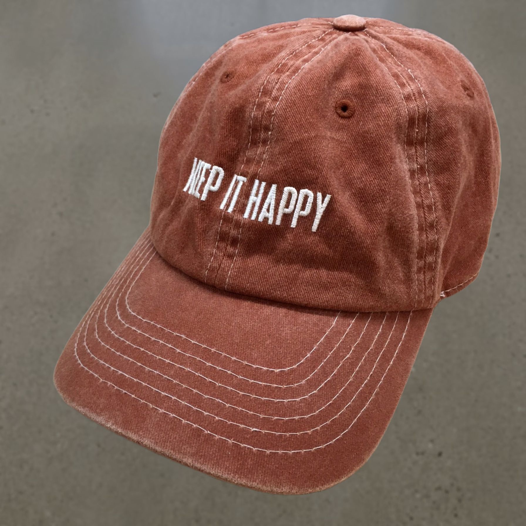 Logo 7 Keep It Happy Baseball Hat Womens Brown One Size Embroidered Logo Curved Brim Size ONE SIZE - 1 Thumbnail