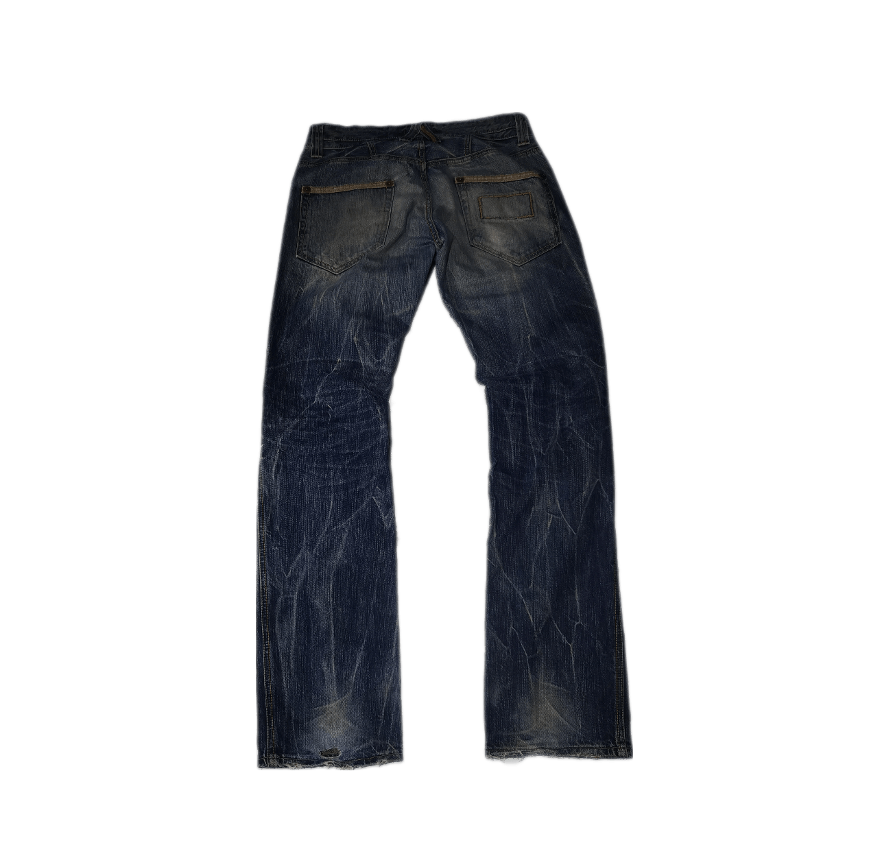 Blue Blue Japan 🇯🇵 90s Blue Way Distressed Denim Mud Wash Pants Size US 30 / EU 46 - 2 Thumbnail
