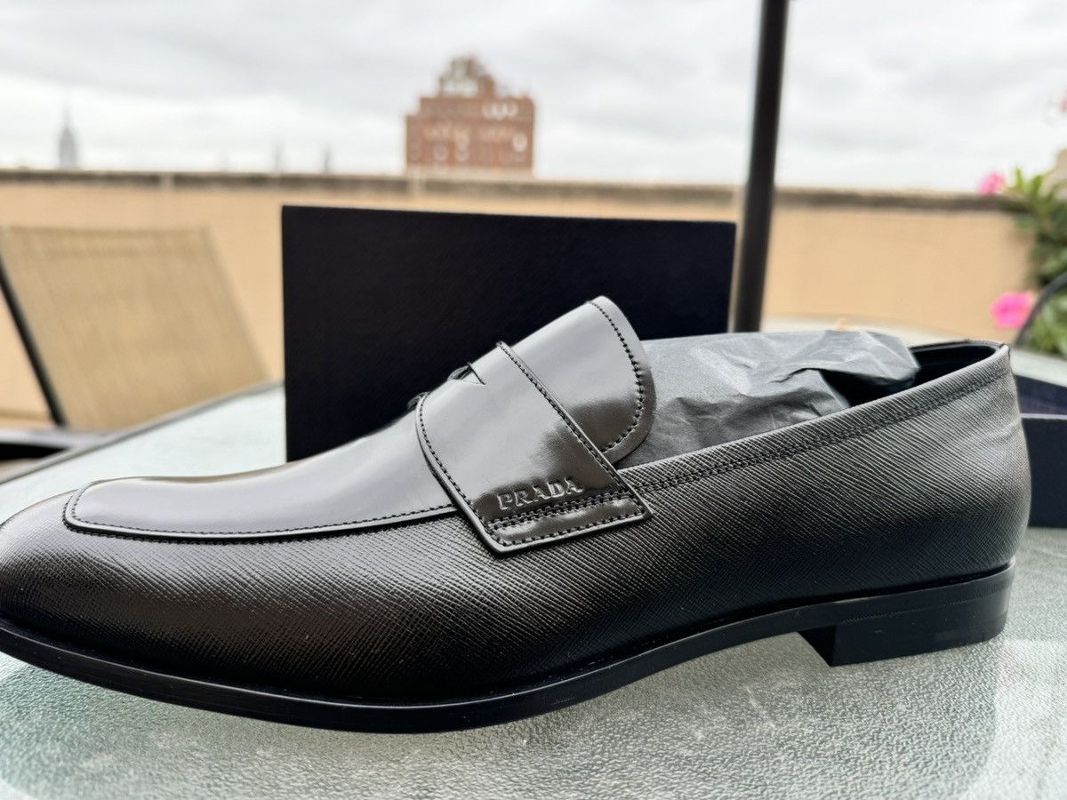 Prada Prada Men's Spazzolato Saffiano Black Leather Loafers Size US 11 / EU 44 - 3 Thumbnail