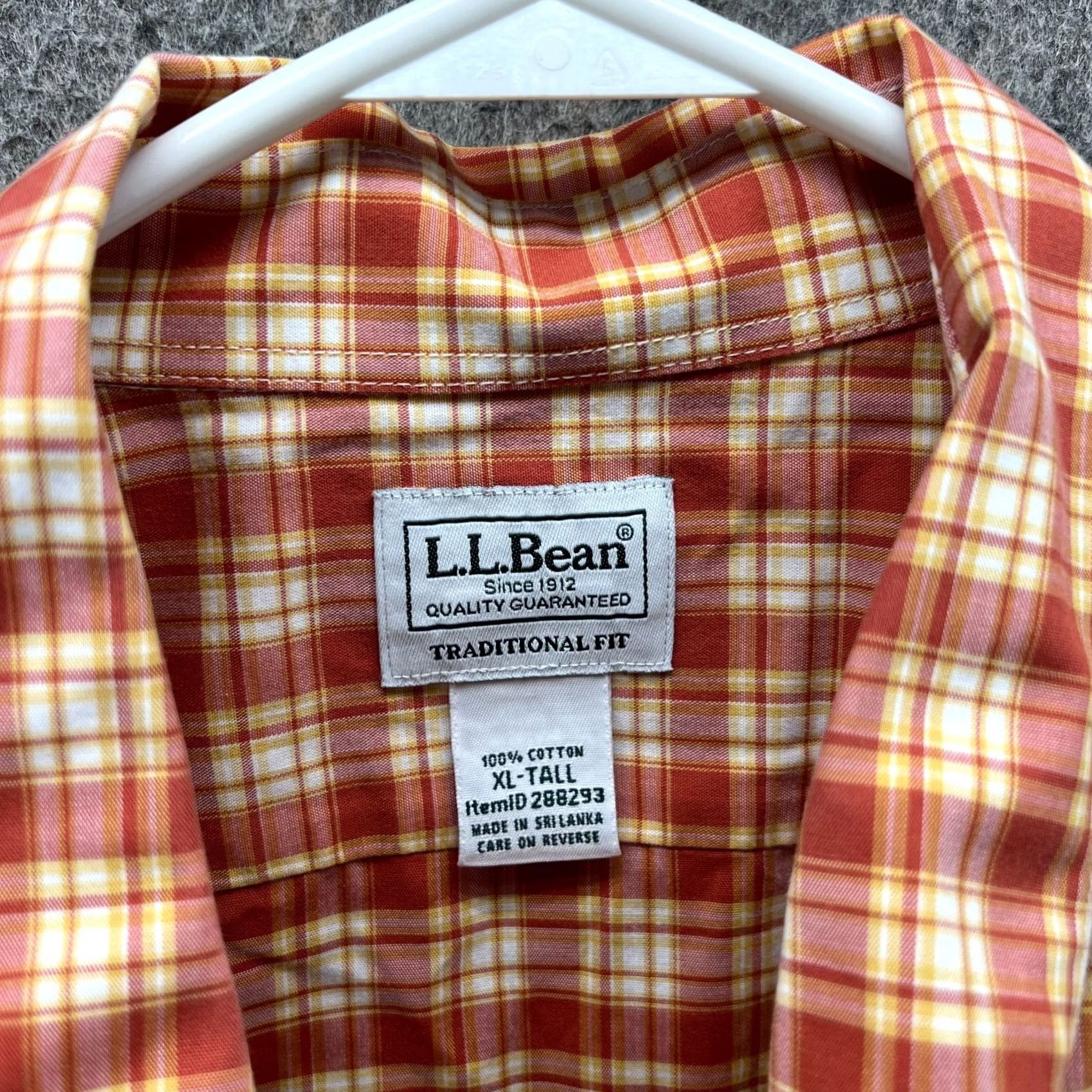Vintage VINTAGE L.L.Bean Shirt Men XL Orange Plaid Button-Up Tall Casual Size US XL / EU 56 / 4 - 7 Thumbnail