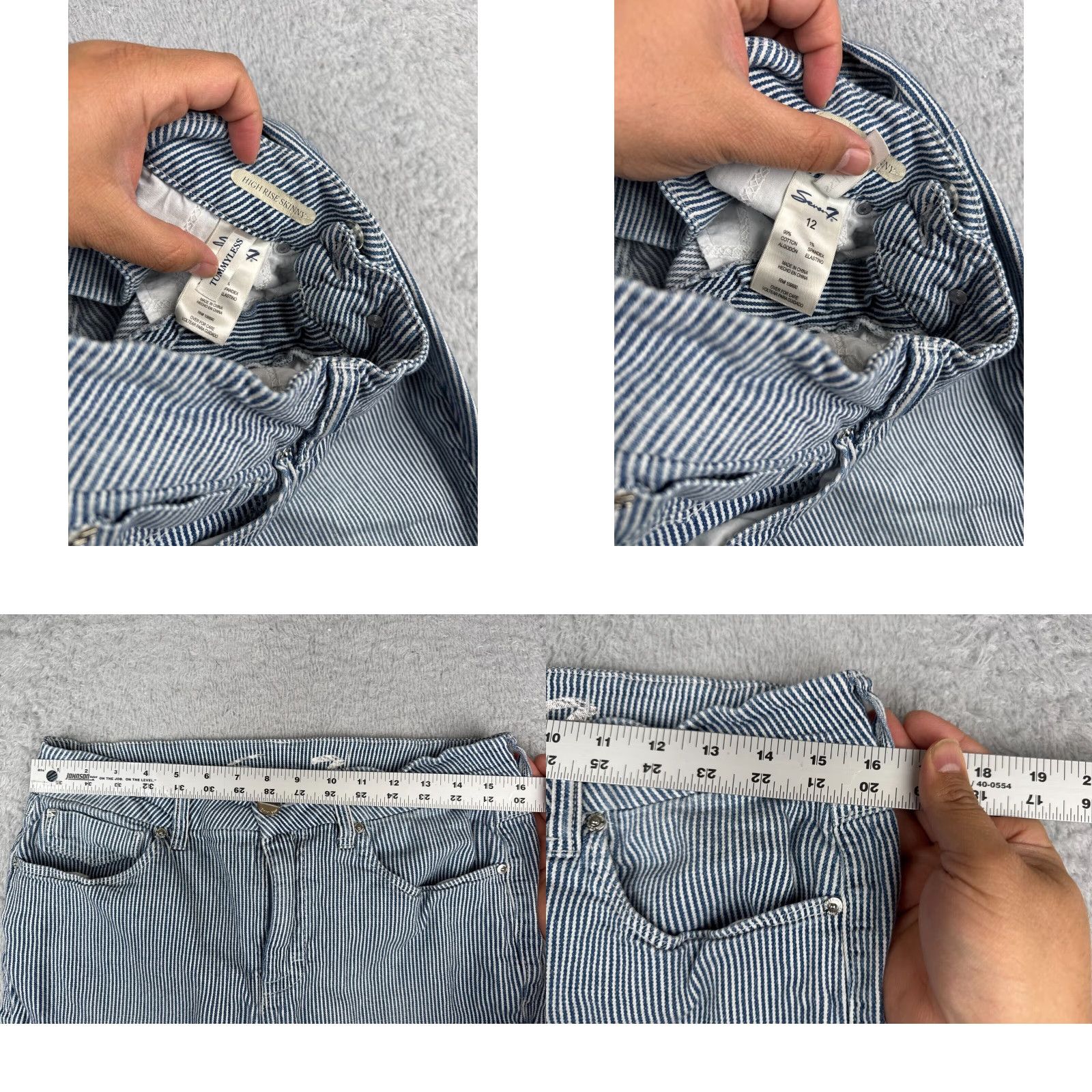 Vintage Seven7 Jeans Women High Rise Blue White Stripe Denim Skinny 32x28 Regular 12 Adult Jeans Womens Girls? Size 34" / US 12 / IT 48 - 8 Thumbnail
