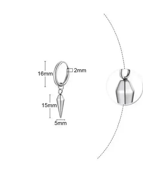 Japanese Brand Single Spike Streetwear Hoop Earrings For Men Size ONE SIZE - 4 Thumbnail