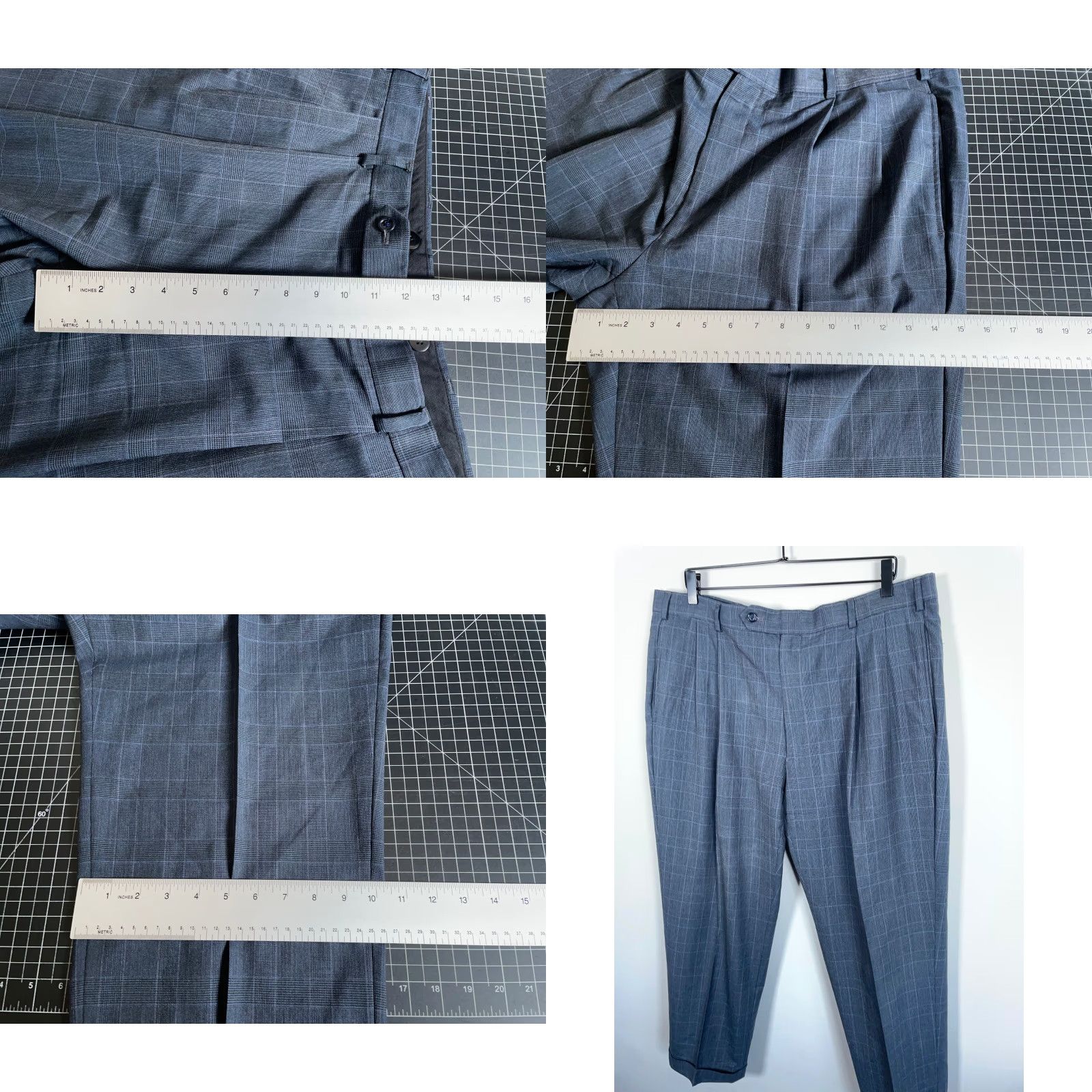Doublet Unbranded Wool Dress Pants Blue Check Straight Leg 39 Regular Wool Double Pleat Trousers Mens Size US 40 / EU 56 - 8 Thumbnail