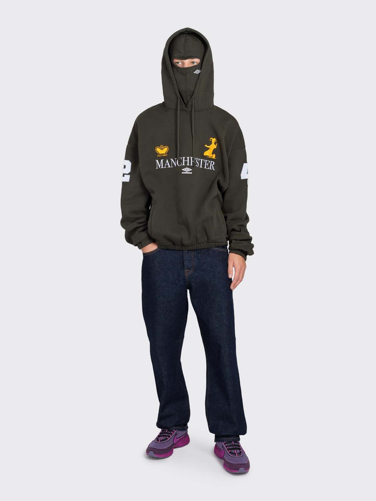 Umbro x Slam Jam Dark Olive Manchester Logo Masked Hoodie Size US XL / EU 56 / 4 - 7 Thumbnail